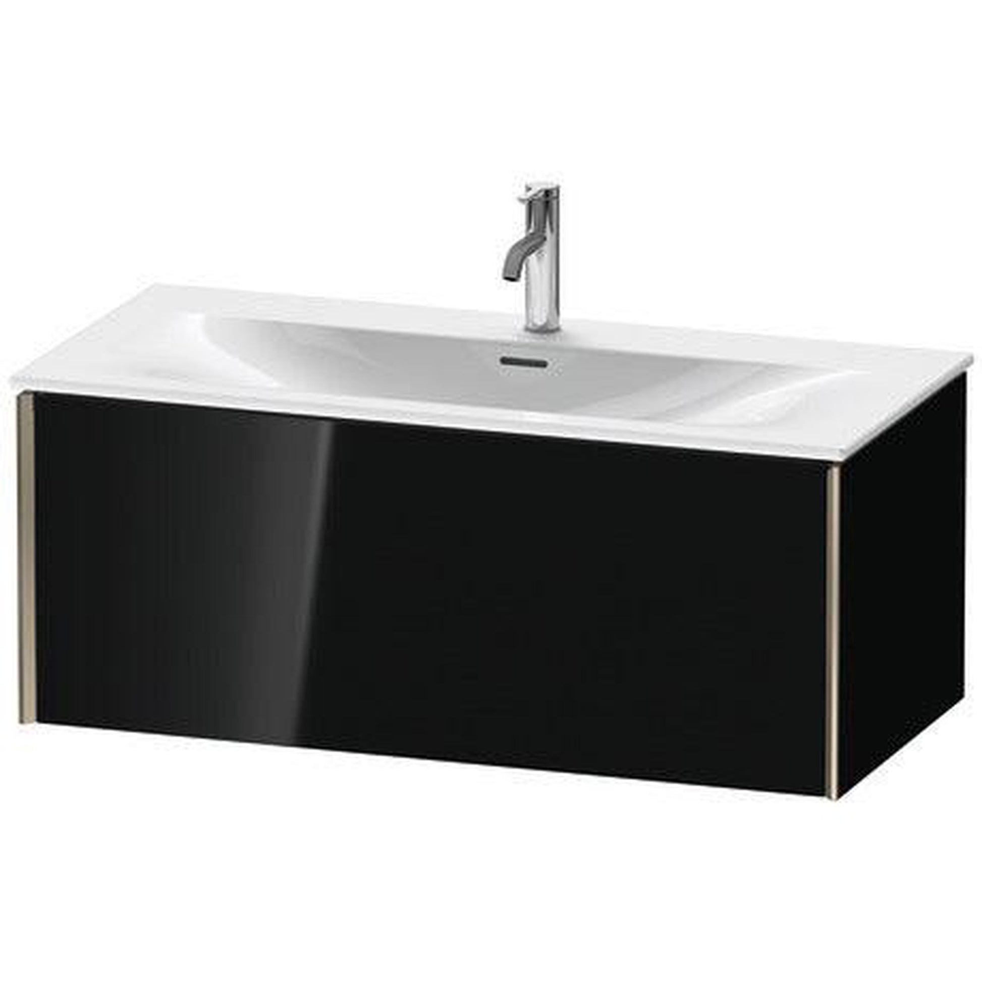 Duravit Xviu 40" x 16" x 19" One Drawer Wall-Mount Vanity Unit, Black High Gloss Lacquer (XV40350B140)