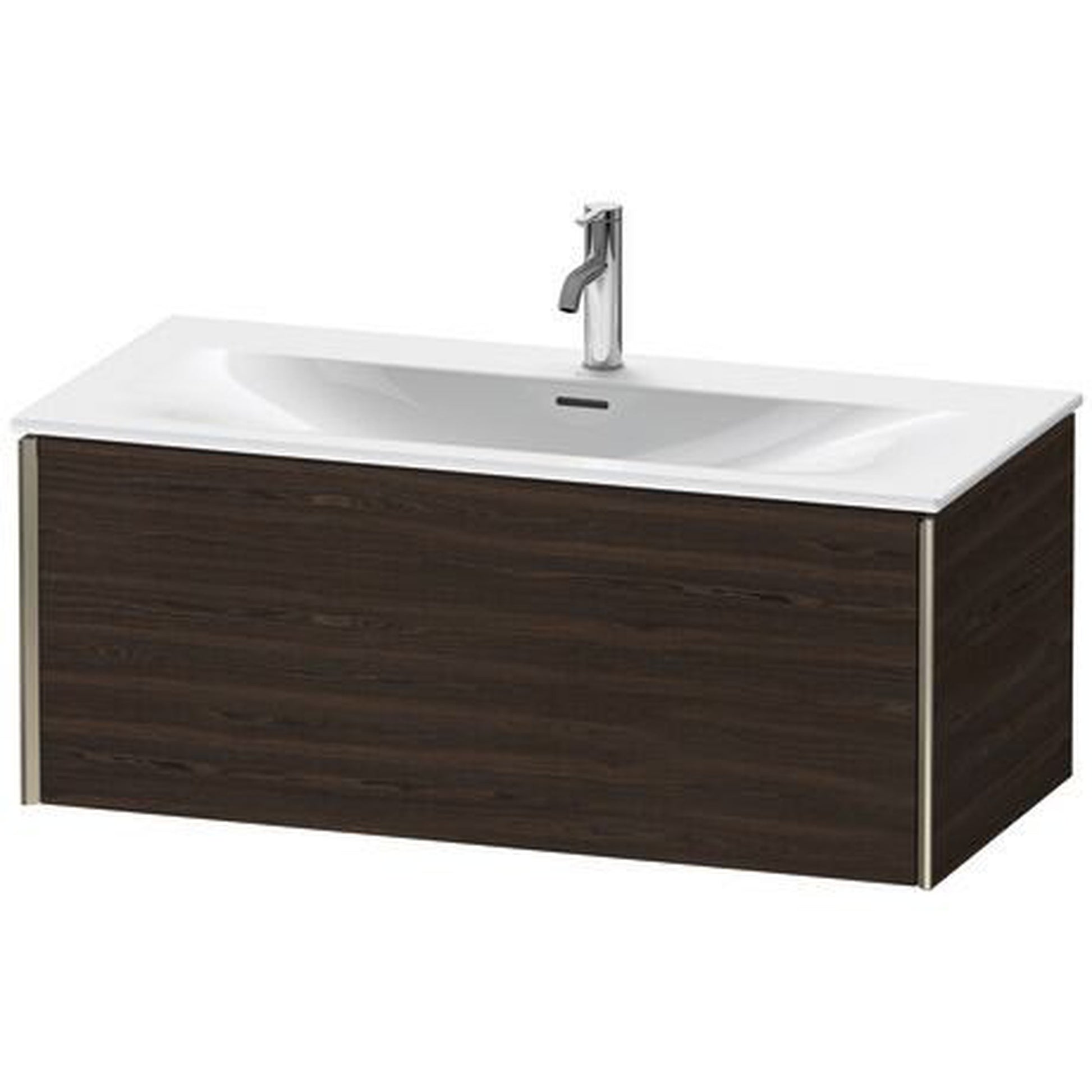 Duravit Xviu 40" x 16" x 19" One Drawer Wall-Mount Vanity Unit, Brushed Walnut Real Wood Veneer (XV40350B169)