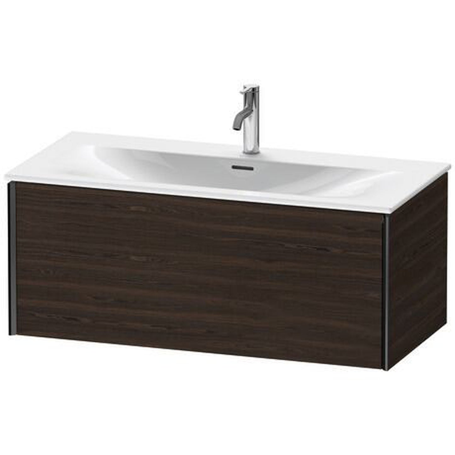 Duravit Xviu 40" x 16" x 19" One Drawer Wall-Mount Vanity Unit, Brushed Walnut Real Wood Veneer (XV40350B269)