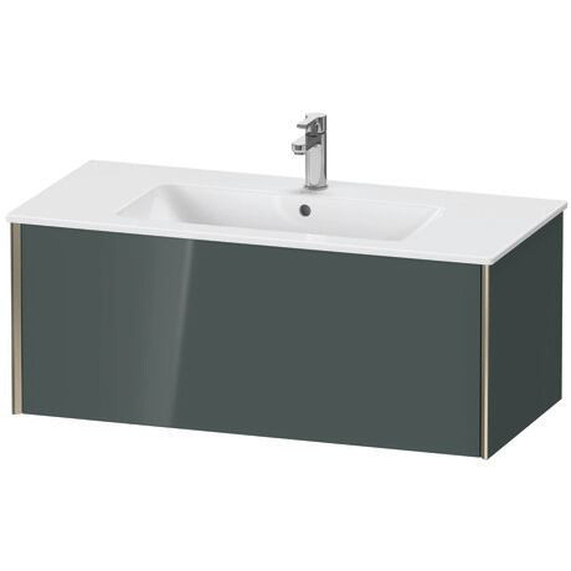 Duravit Xviu 40" x 16" x 19" One Drawer Wall-Mount Vanity Unit, Dolomiti Grey High Gloss Lacquer (XV40270B138)
