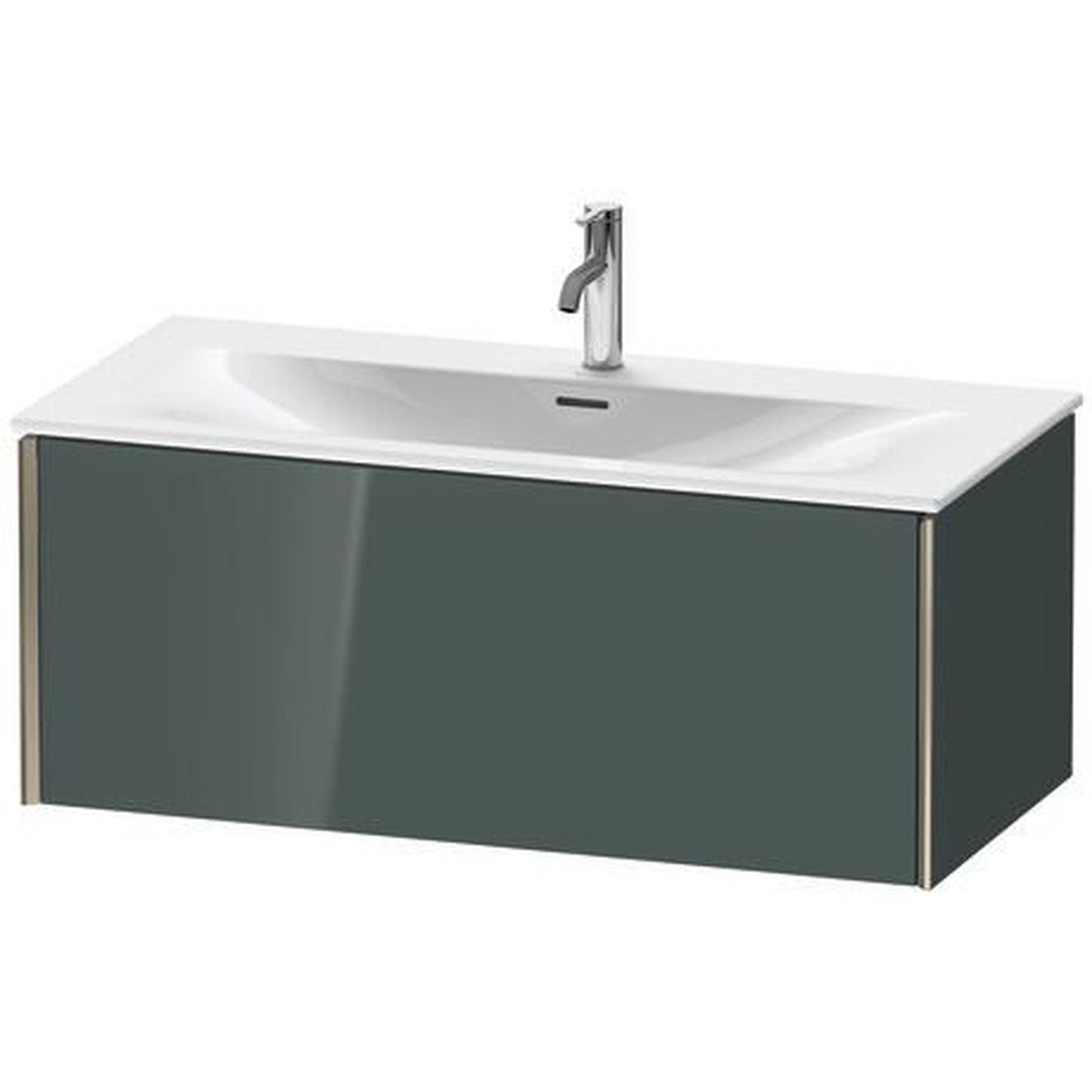Duravit Xviu 40" x 16" x 19" One Drawer Wall-Mount Vanity Unit, Dolomiti Grey High Gloss Lacquer (XV40350B138)