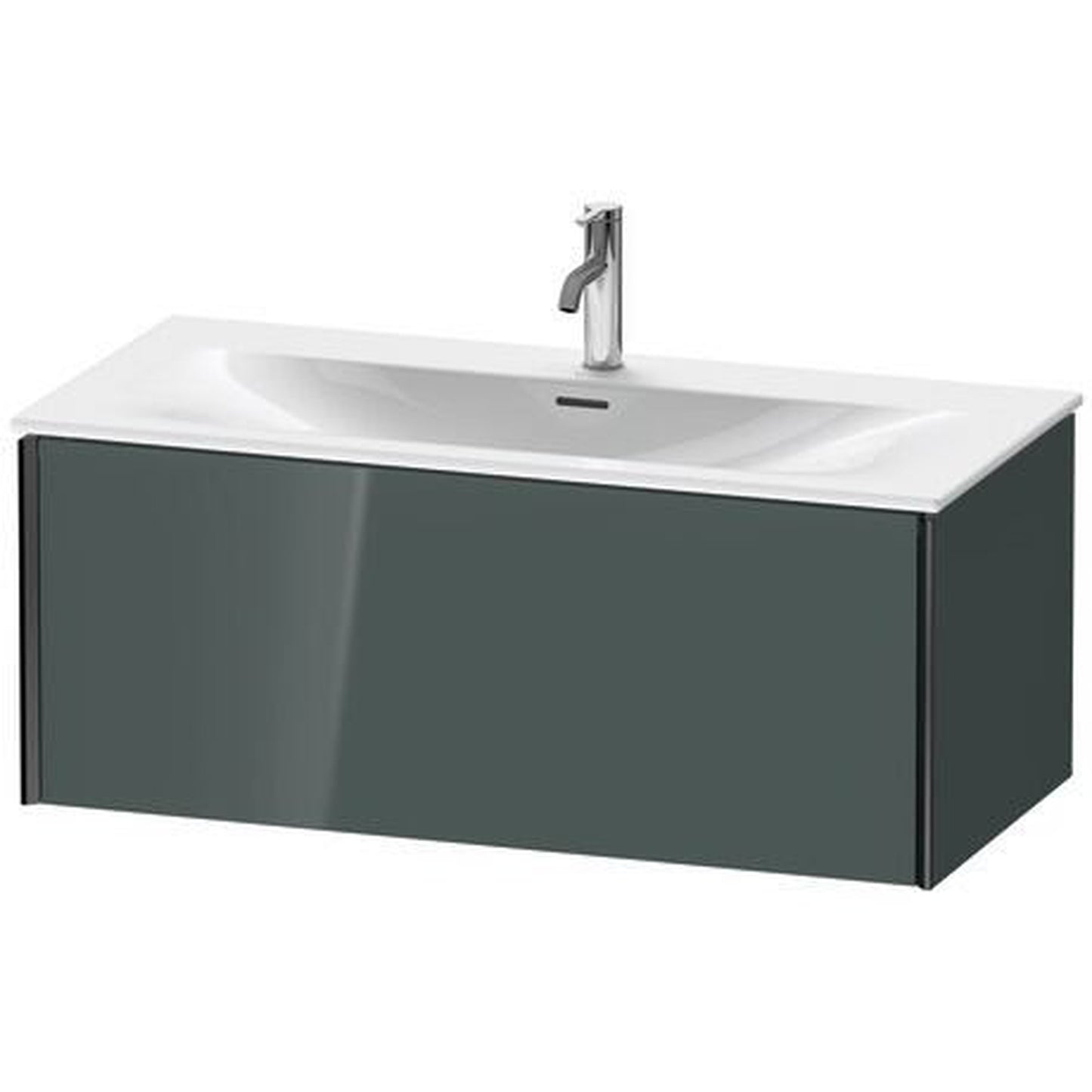 Duravit Xviu 40" x 16" x 19" One Drawer Wall-Mount Vanity Unit, Dolomiti Grey High Gloss Lacquer (XV40350B238)