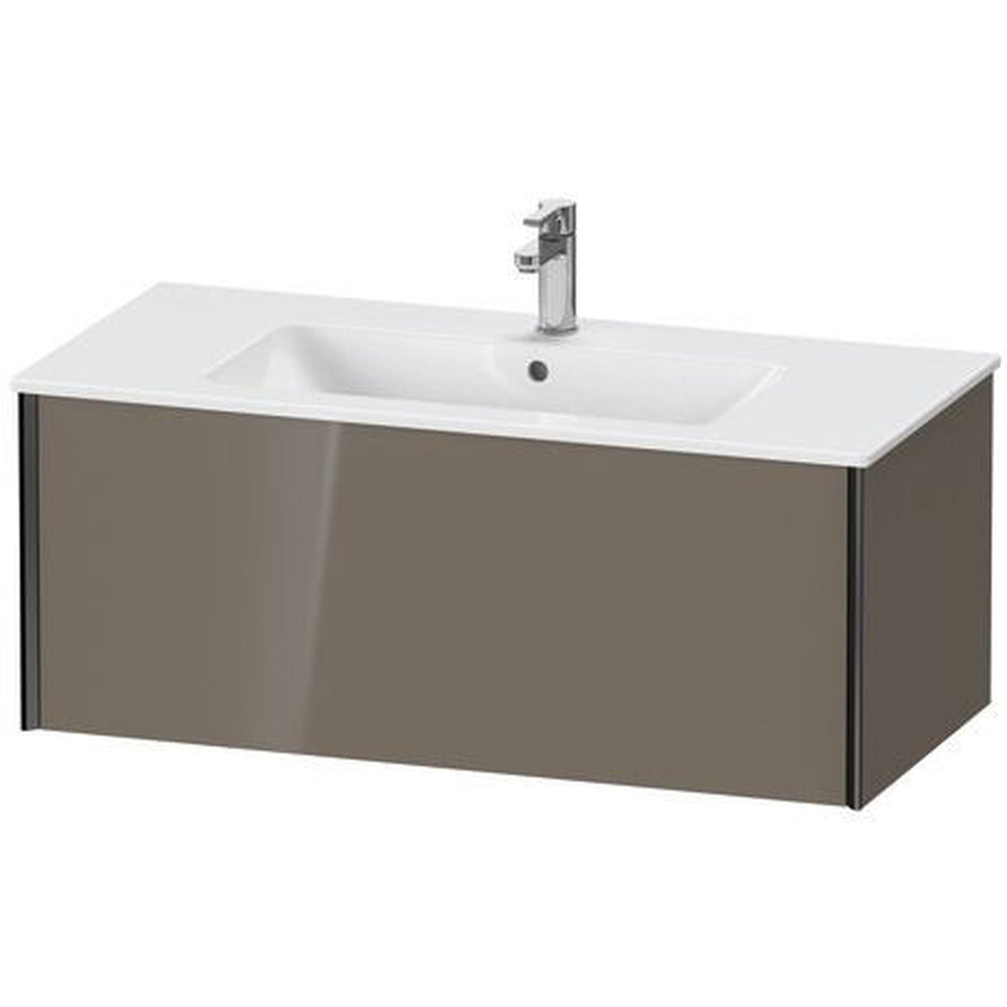 Duravit Xviu 40" x 16" x 19" One Drawer Wall-Mount Vanity Unit, Flannel Grey High Gloss Lacquer (XV40270B289)