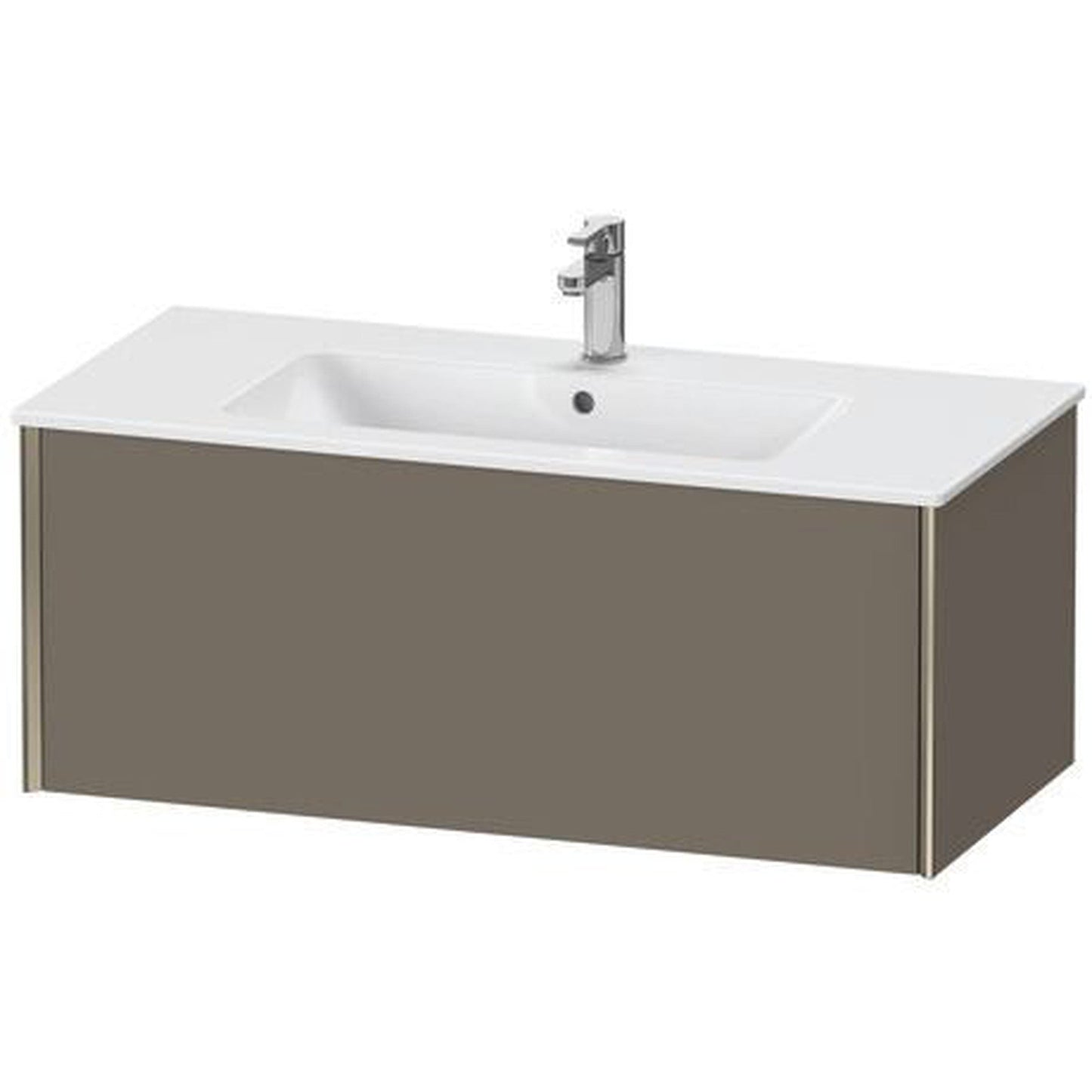 Duravit Xviu 40" x 16" x 19" One Drawer Wall-Mount Vanity Unit, Flannel Grey Satin Matt Lacquer (XV40270B190)