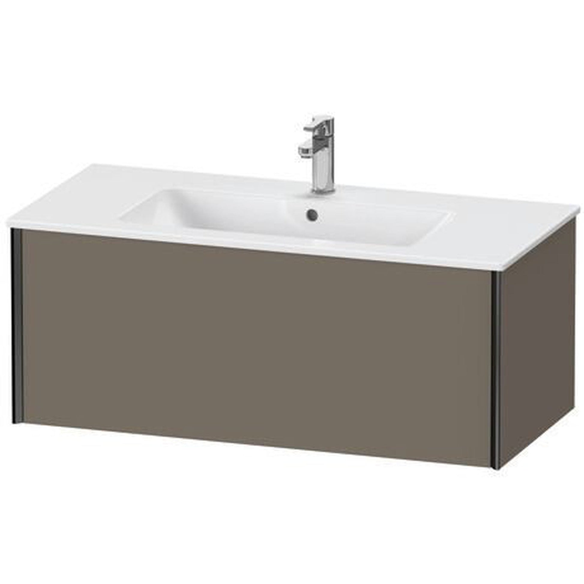Duravit Xviu 40" x 16" x 19" One Drawer Wall-Mount Vanity Unit, Flannel Grey Satin Matt Lacquer (XV40270B290)