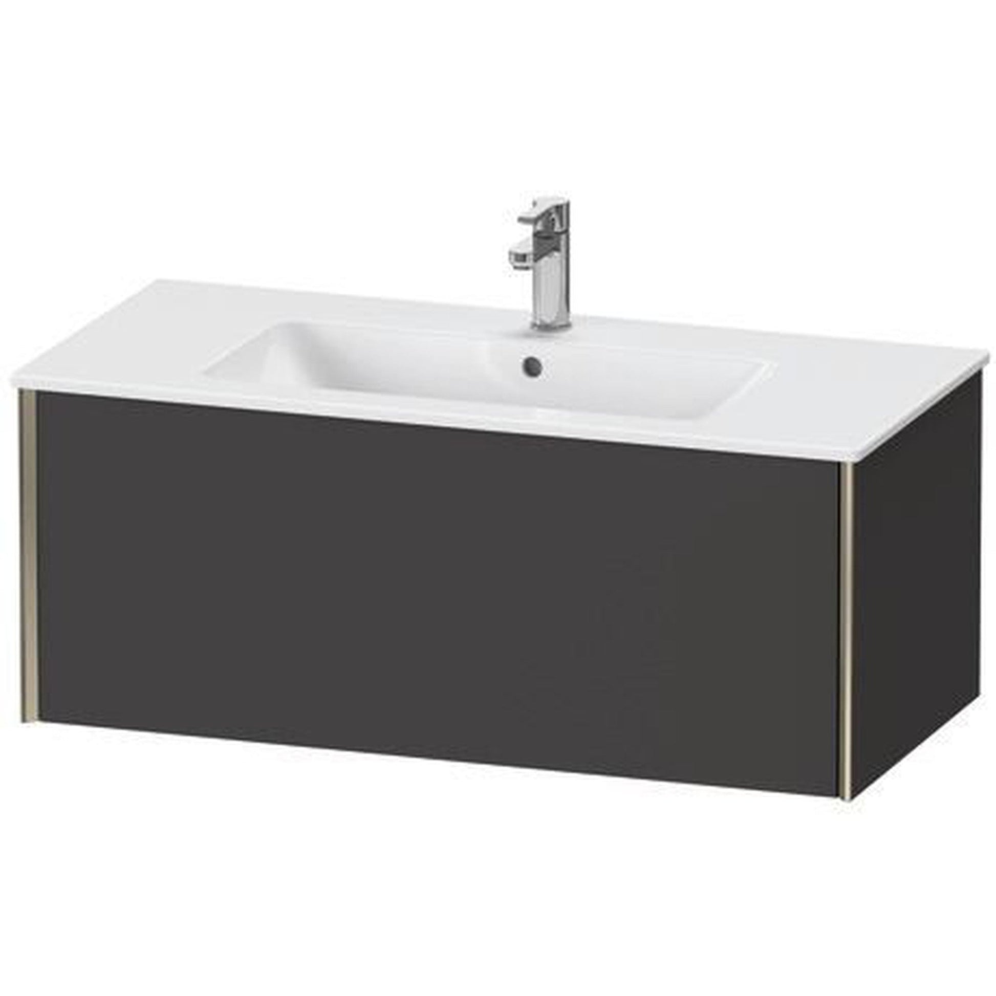 Duravit Xviu 40" x 16" x 19" One Drawer Wall-Mount Vanity Unit, Graphite Super Matt (XV40270B180)