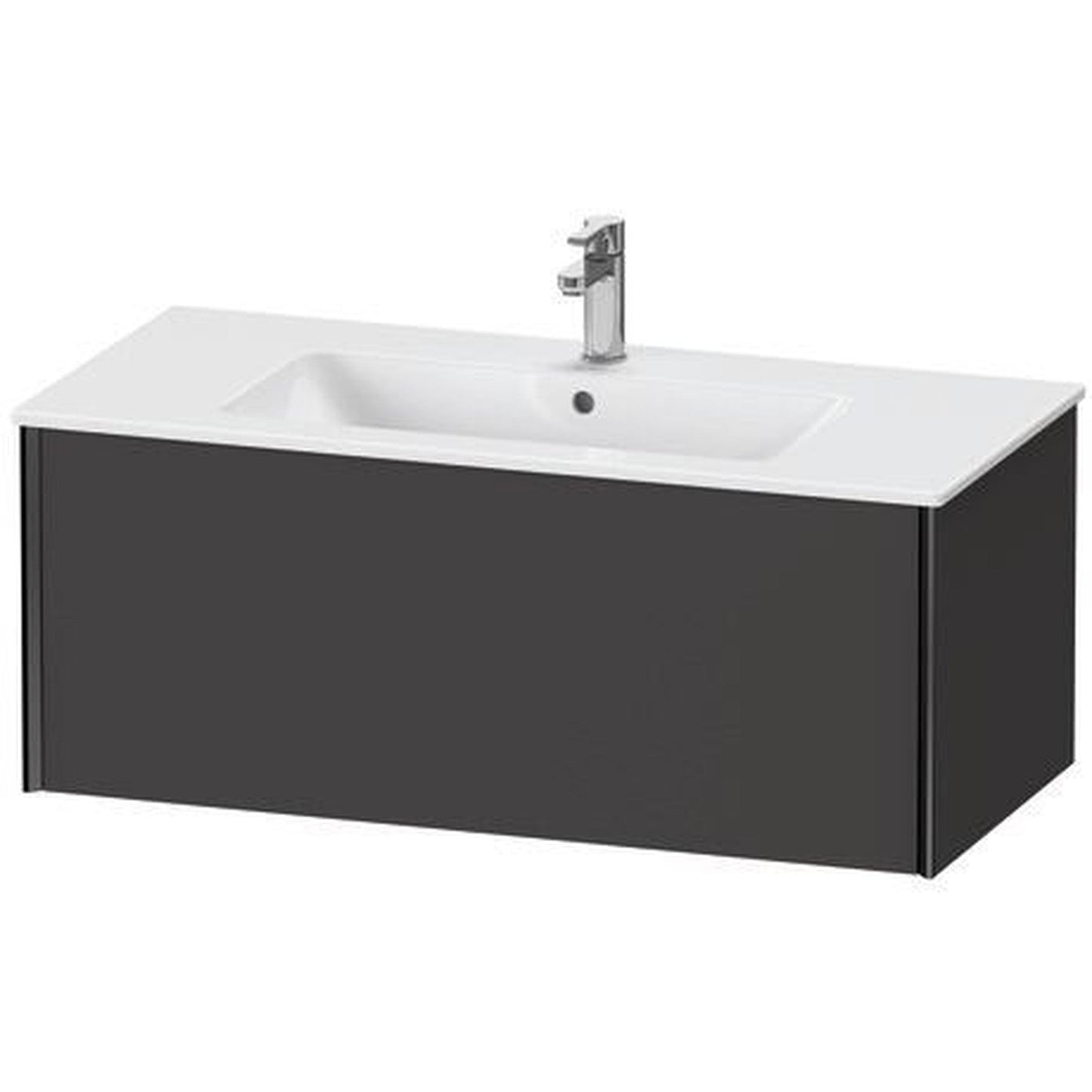 Duravit Xviu 40" x 16" x 19" One Drawer Wall-Mount Vanity Unit, Graphite Super Matt (XV40270B280)