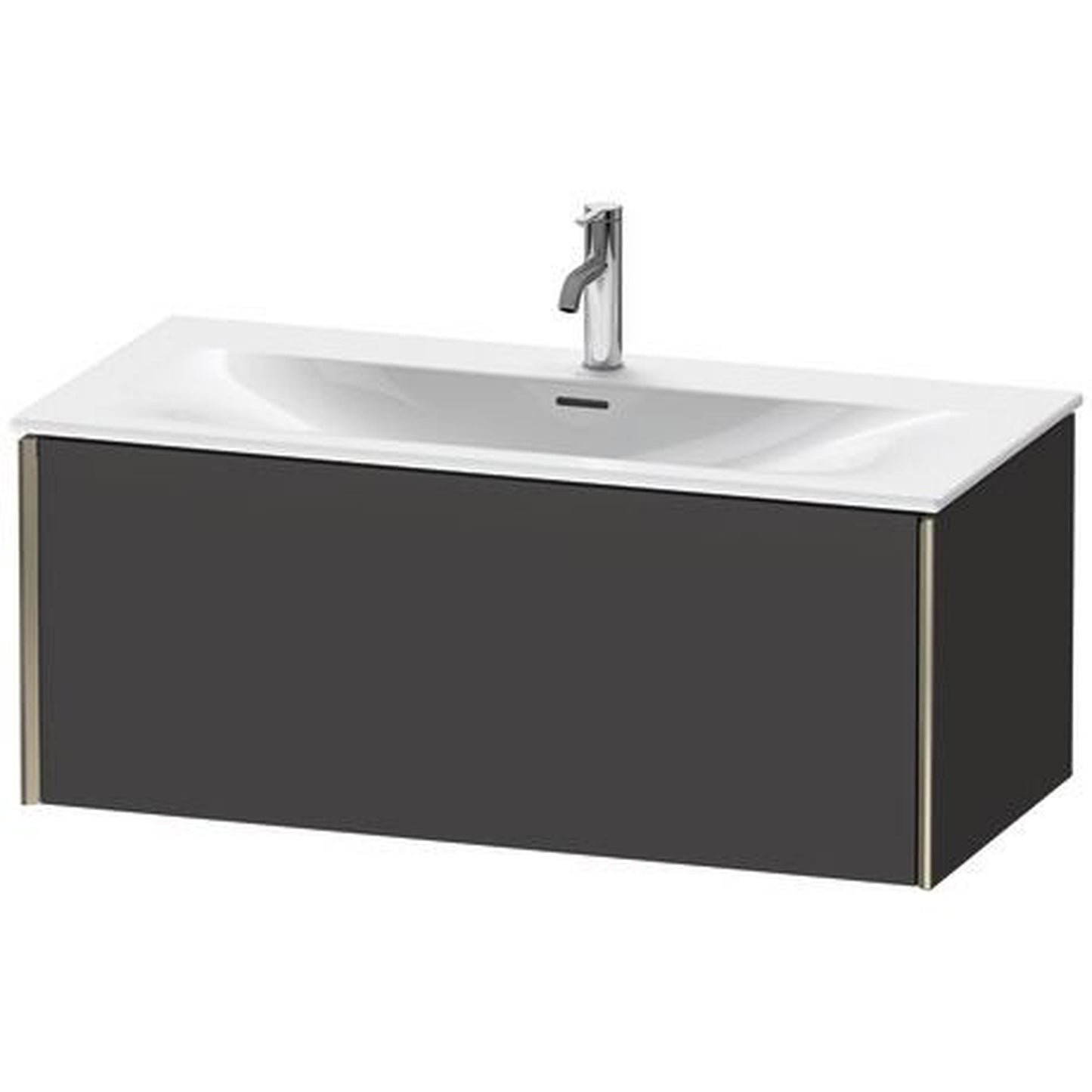 Duravit Xviu 40" x 16" x 19" One Drawer Wall-Mount Vanity Unit, Graphite Super Matt (XV40350B180)