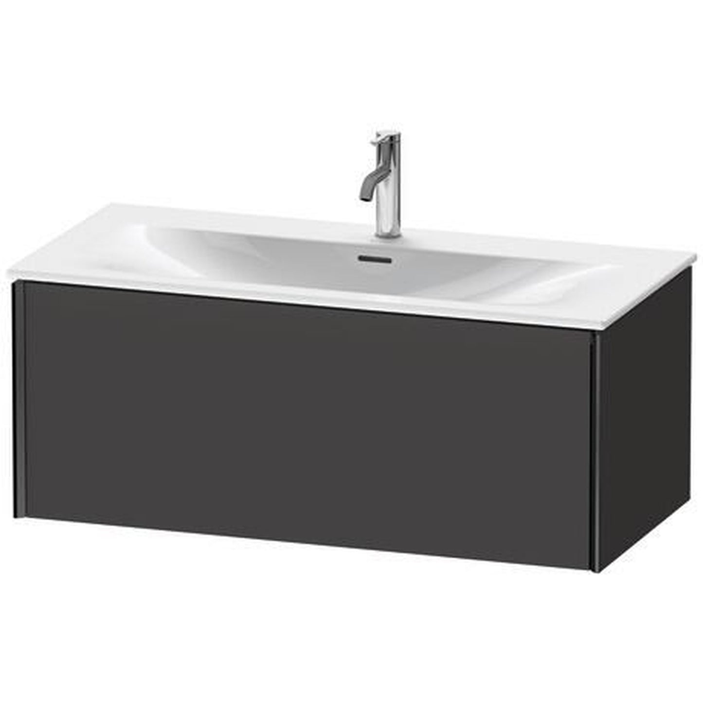 Duravit Xviu 40" x 16" x 19" One Drawer Wall-Mount Vanity Unit, Graphite Super Matt (XV40350B280)