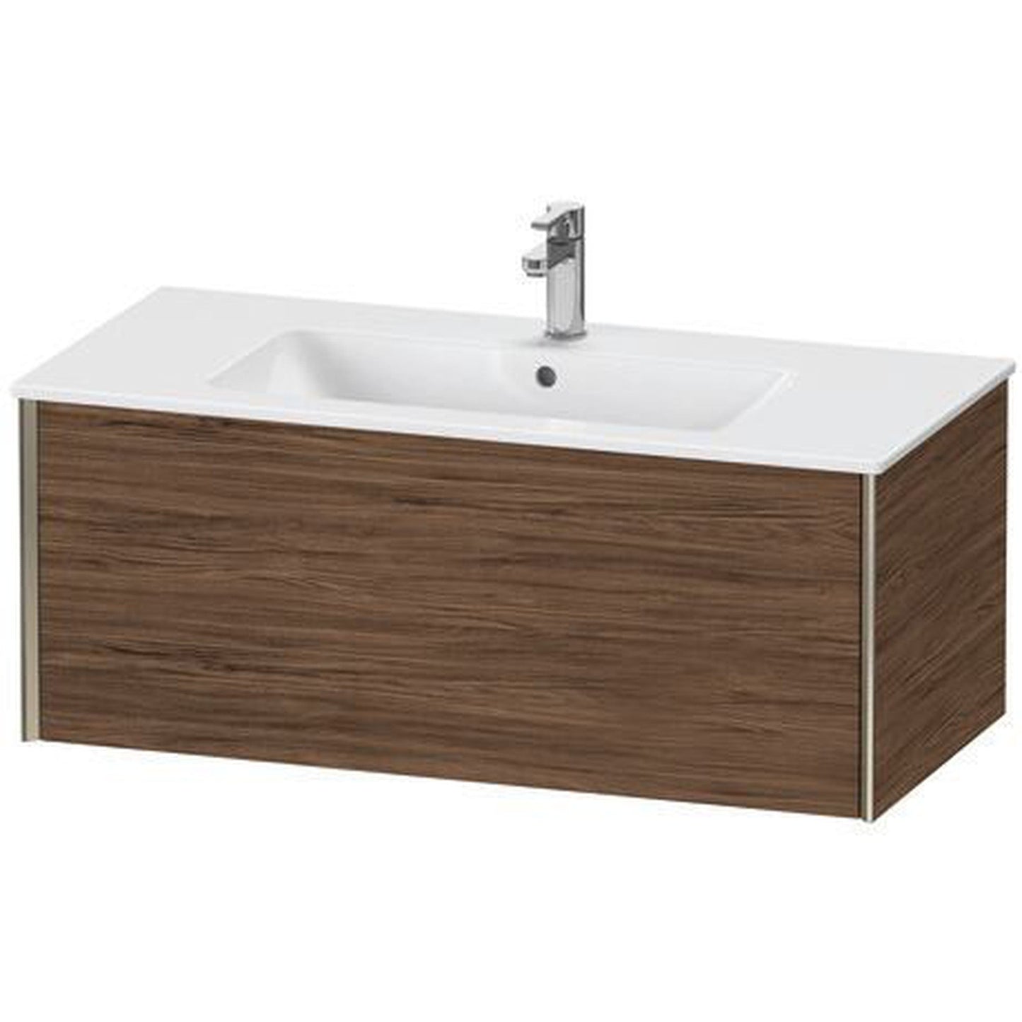 Duravit Xviu 40" x 16" x 19" One Drawer Wall-Mount Vanity Unit, Walnut Dark (XV40270B121)
