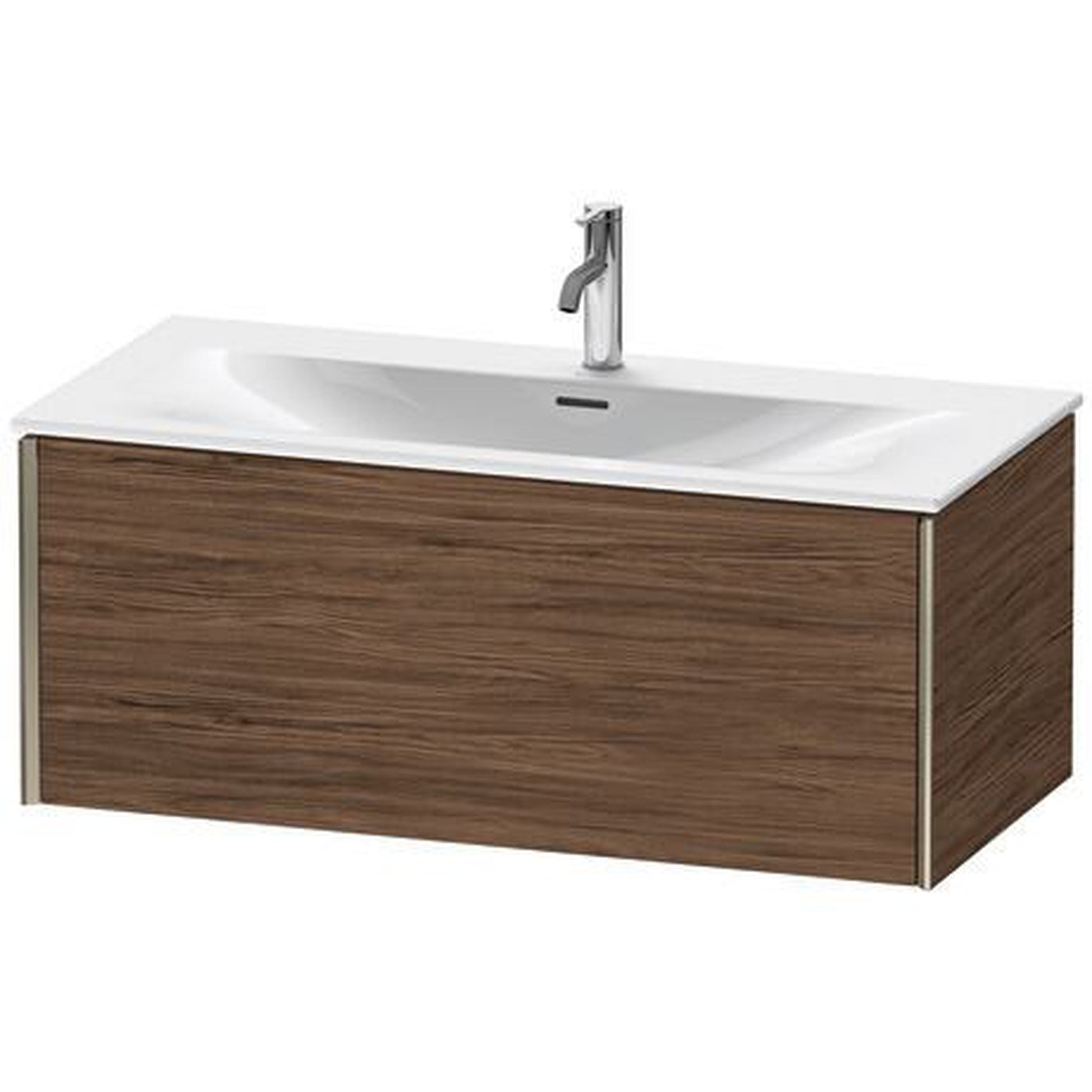 Duravit Xviu 40" x 16" x 19" One Drawer Wall-Mount Vanity Unit, Walnut Dark (XV40350B121)