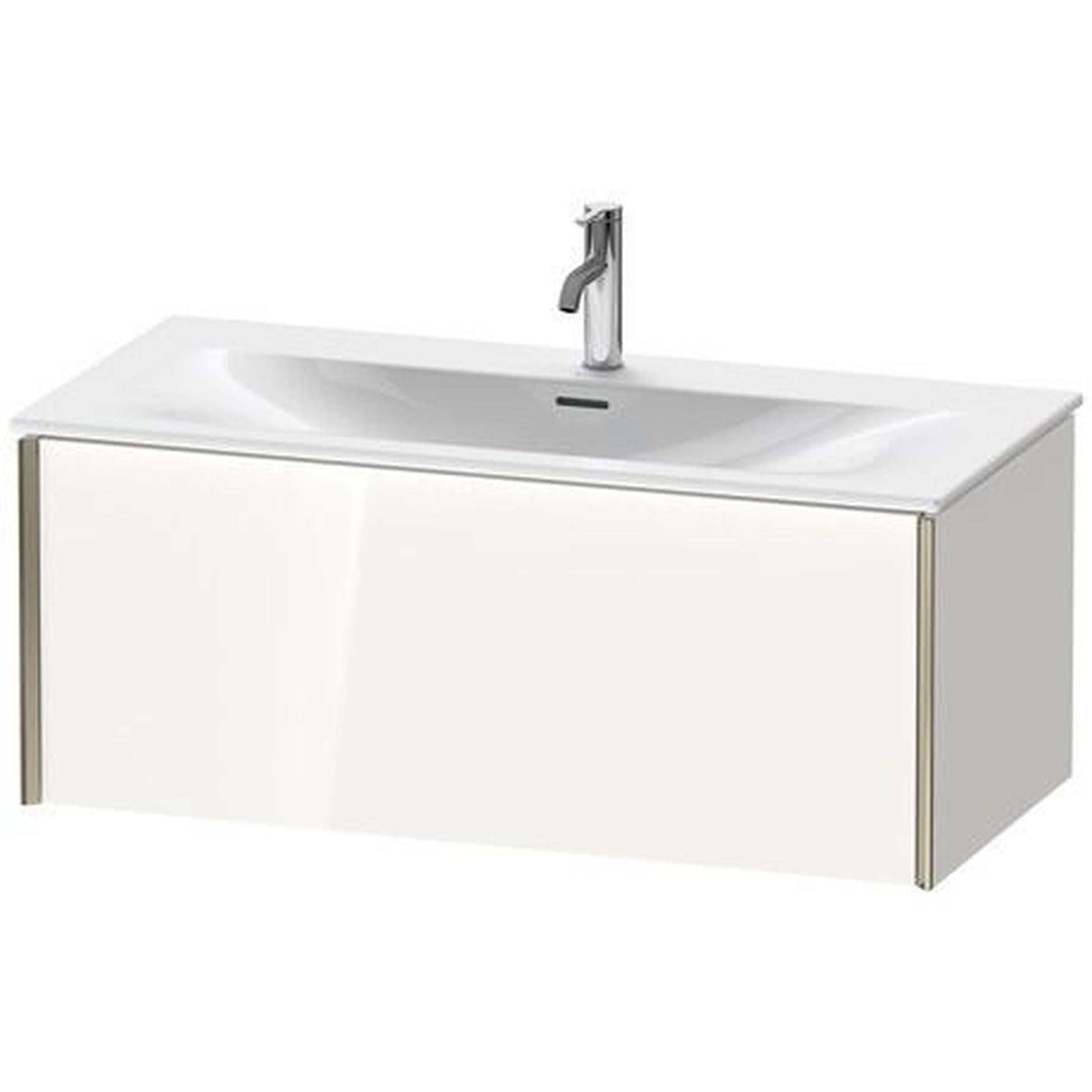 Duravit Xviu 40" x 16" x 19" One Drawer Wall-Mount Vanity Unit, White High Gloss Lacquer (XV40350B185)