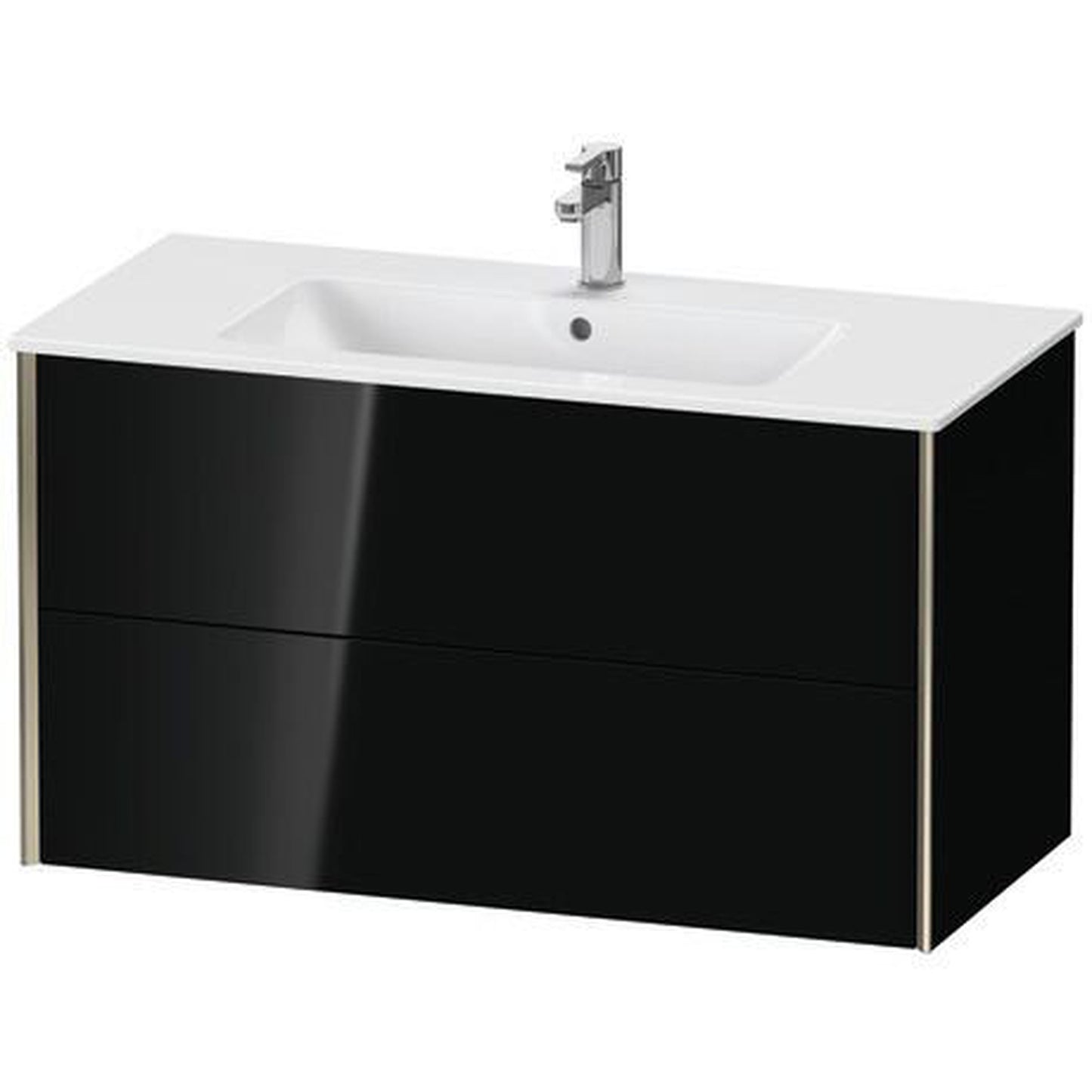 Duravit Xviu 40" x 22" x 19" Two Drawer Wall-Mount Vanity Unit, Black High Gloss Lacquer (XV41270B140)