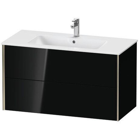 Duravit Xviu 40" x 22" x 19" Two Drawer Wall-Mount Vanity Unit, Black High Gloss Lacquer (XV41270B140)