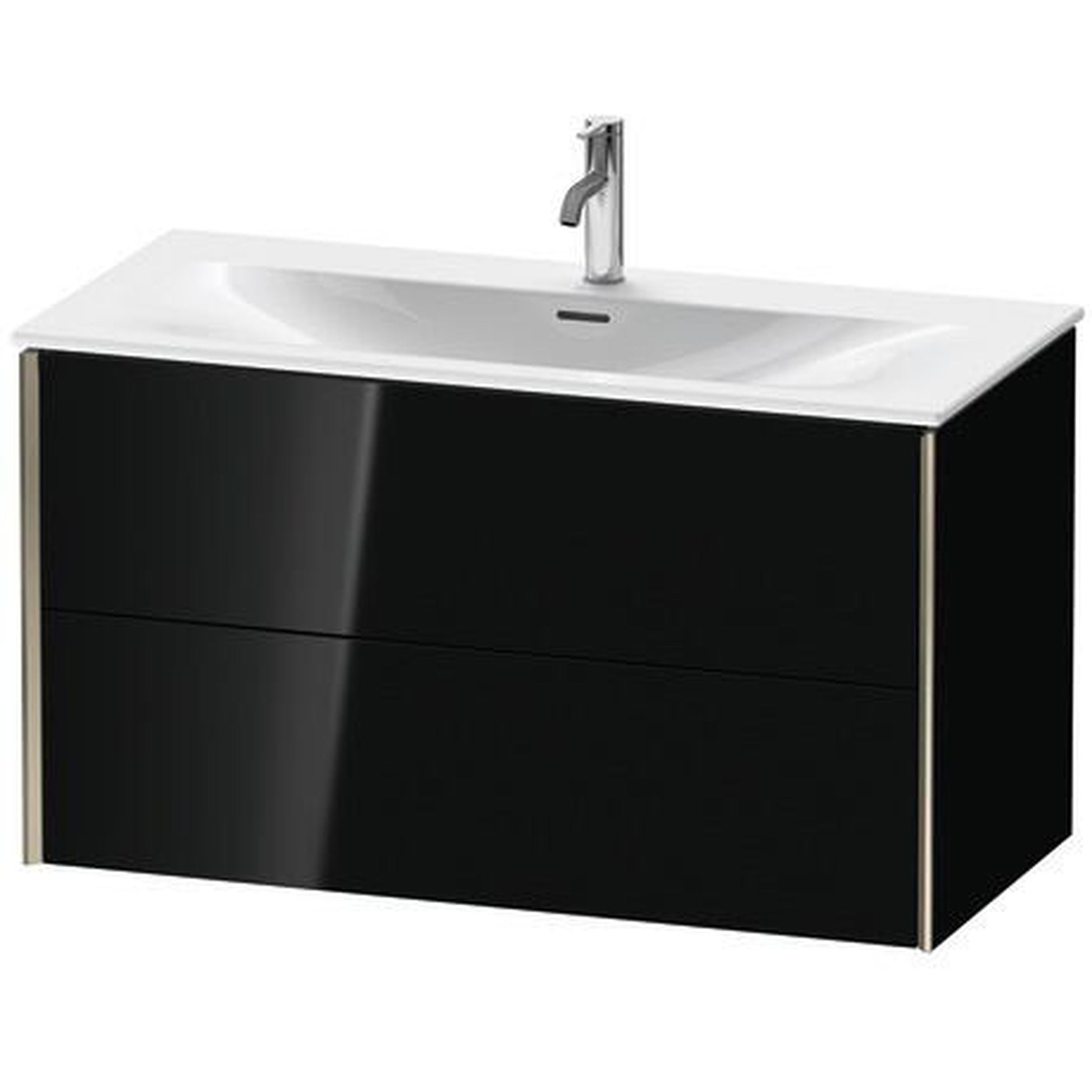 Duravit Xviu 40" x 22" x 19" Two Drawer Wall-Mount Vanity Unit, Black High Gloss Lacquer (XV41350B140)