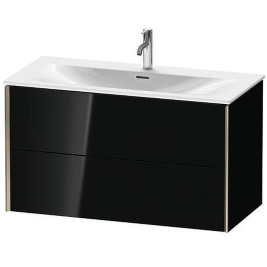 Duravit Xviu 40" x 22" x 19" Two Drawer Wall-Mount Vanity Unit, Black High Gloss Lacquer (XV41350B140)
