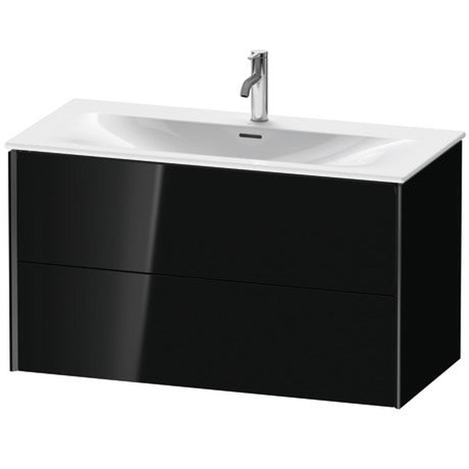 Duravit Xviu 40" x 22" x 19" Two Drawer Wall-Mount Vanity Unit, Black High Gloss Lacquer (XV41350B240)