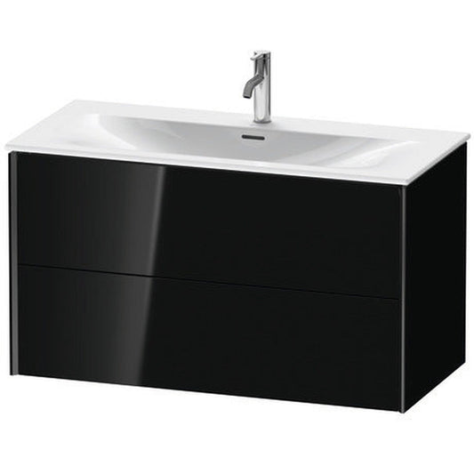 Duravit Xviu 40" x 22" x 19" Two Drawer Wall-Mount Vanity Unit, Black High Gloss Lacquer (XV41350B240)