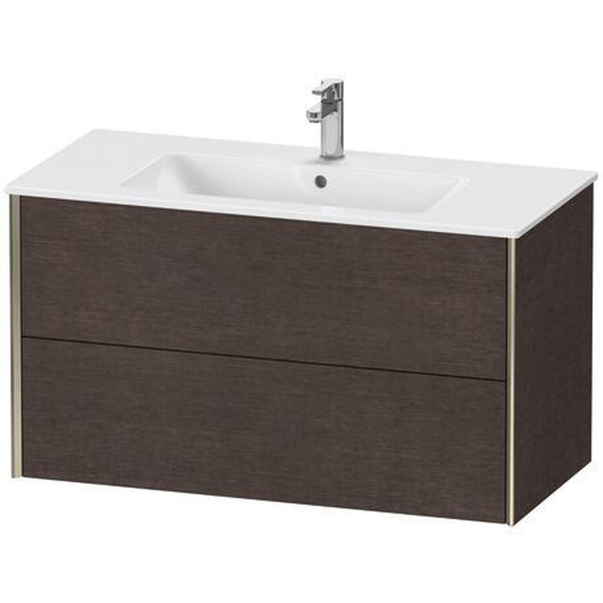 Duravit Xviu 40" x 22" x 19" Two Drawer Wall-Mount Vanity Unit, Brushed Dark Oak Real Wood Veneer (XV41270B172)