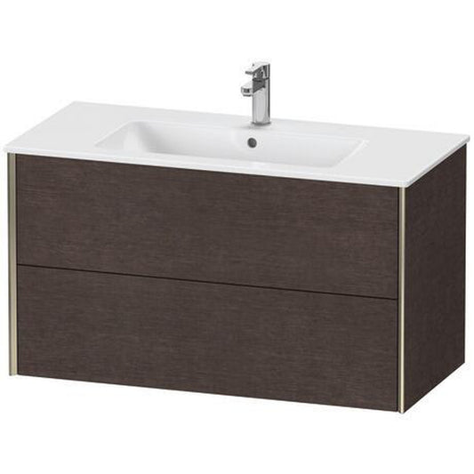 Duravit Xviu 40" x 22" x 19" Two Drawer Wall-Mount Vanity Unit, Brushed Dark Oak Real Wood Veneer (XV41270B172)