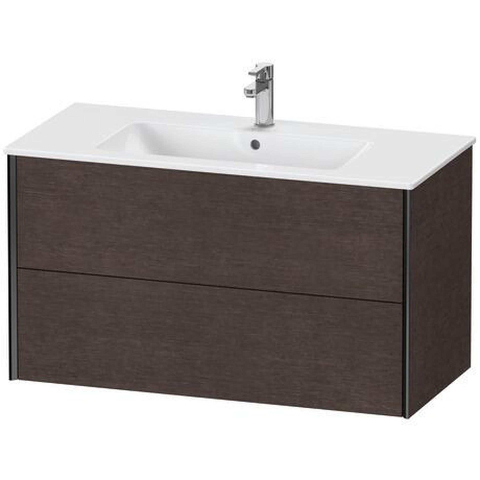 Duravit Xviu 40" x 22" x 19" Two Drawer Wall-Mount Vanity Unit, Brushed Dark Oak Real Wood Veneer (XV41270B272)