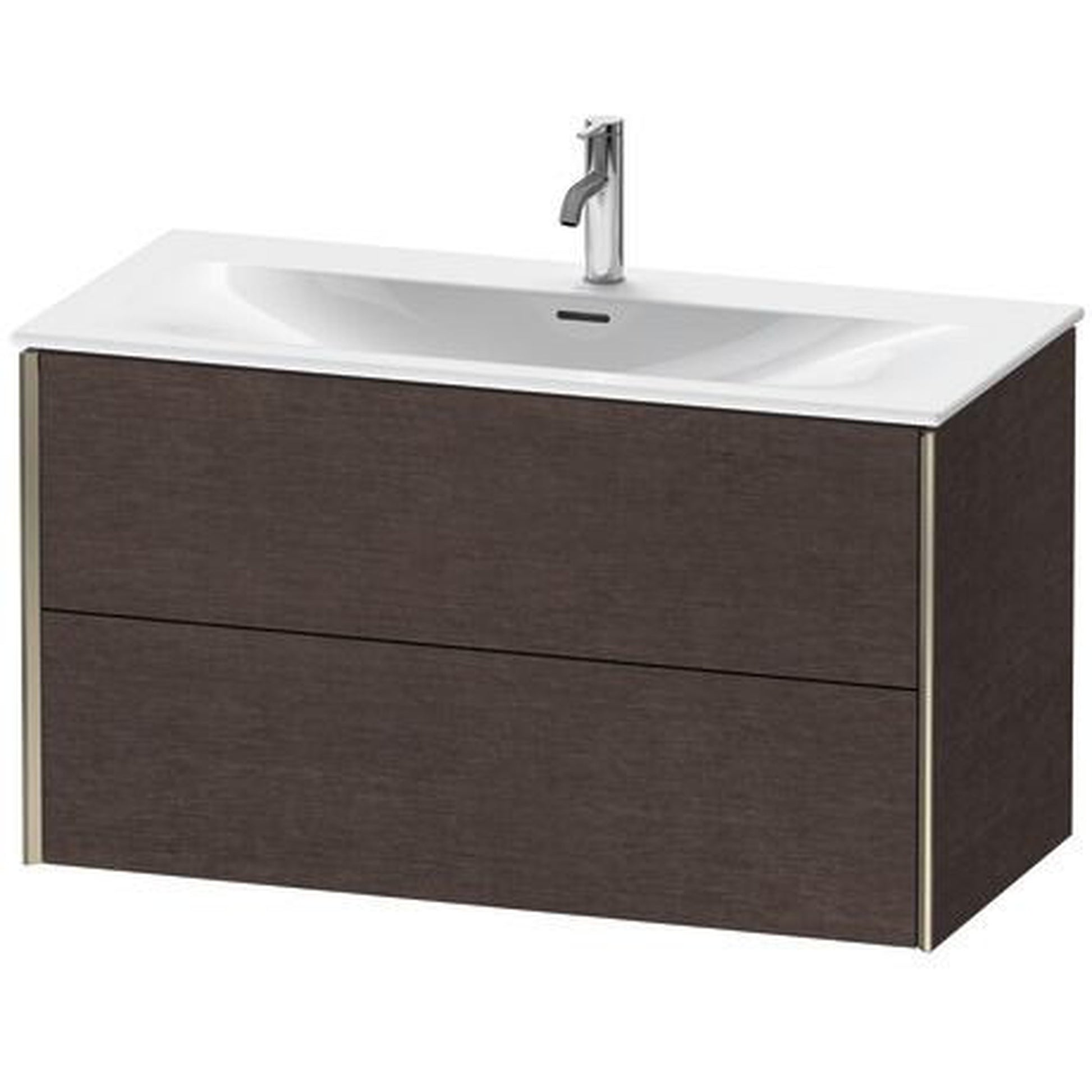Duravit Xviu 40" x 22" x 19" Two Drawer Wall-Mount Vanity Unit, Brushed Dark Oak Real Wood Veneer (XV41350B172)