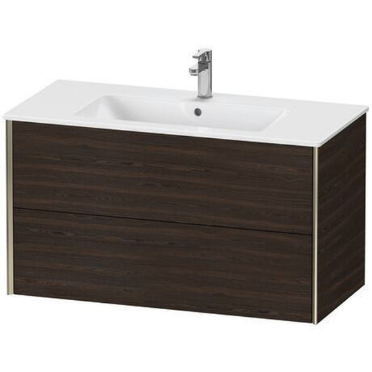 Duravit Xviu 40" x 22" x 19" Two Drawer Wall-Mount Vanity Unit, Brushed Walnut Real Wood Veneer (XV41270B169)