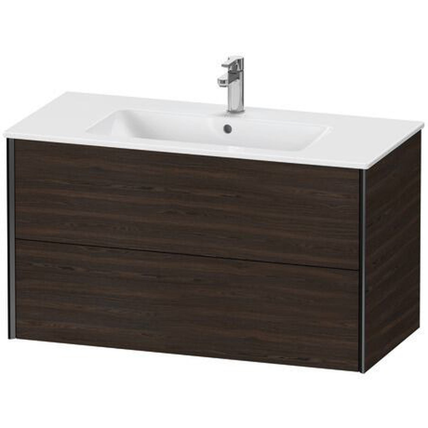 Duravit Xviu 40" x 22" x 19" Two Drawer Wall-Mount Vanity Unit, Brushed Walnut Real Wood Veneer (XV41270B269)