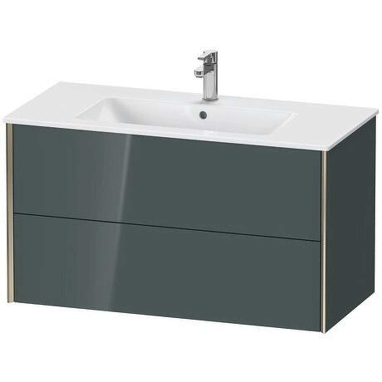 Duravit Xviu 40" x 22" x 19" Two Drawer Wall-Mount Vanity Unit, Dolomiti Grey High Gloss Lacquer (XV41270B138)