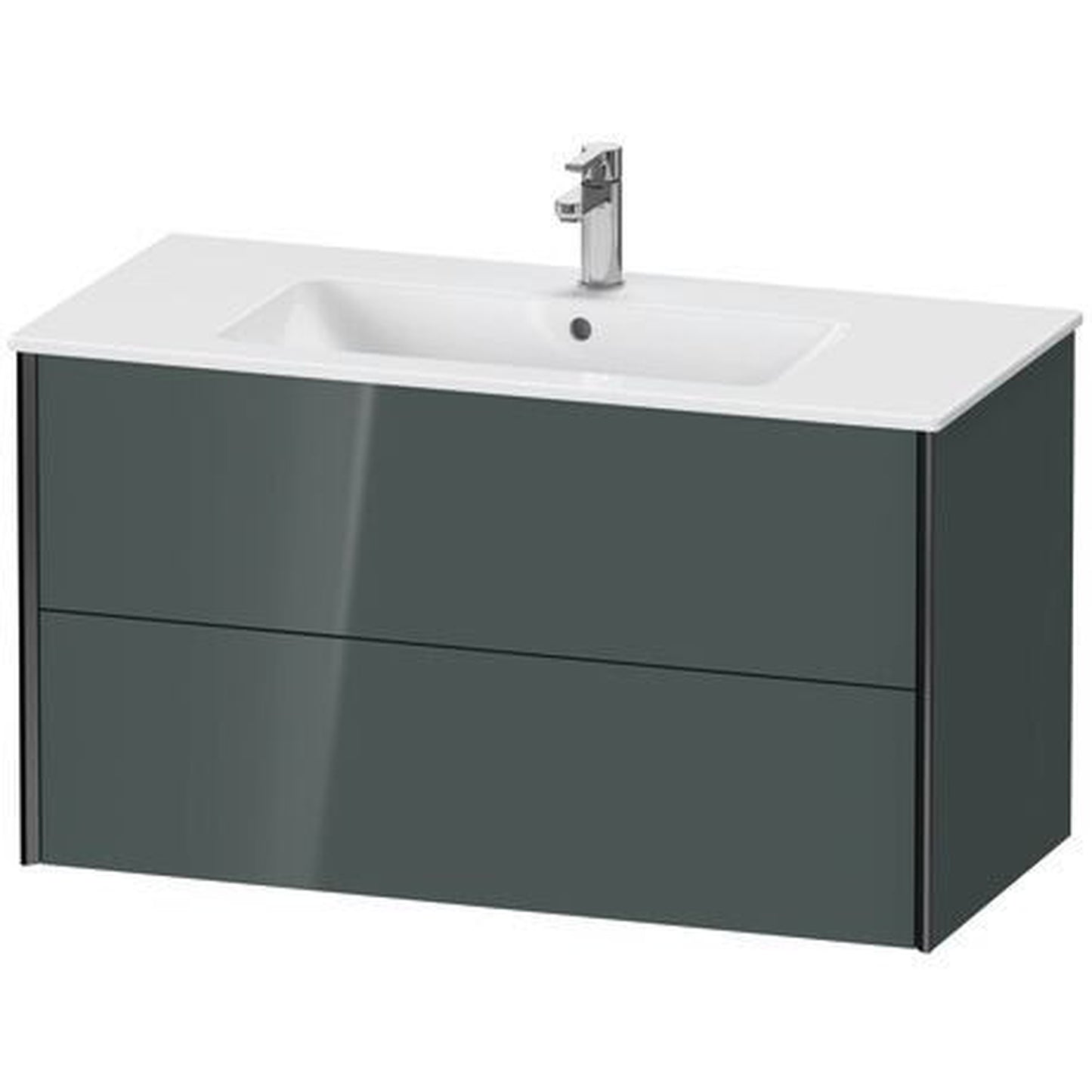 Duravit Xviu 40" x 22" x 19" Two Drawer Wall-Mount Vanity Unit, Dolomiti Grey High Gloss Lacquer (XV41270B238)