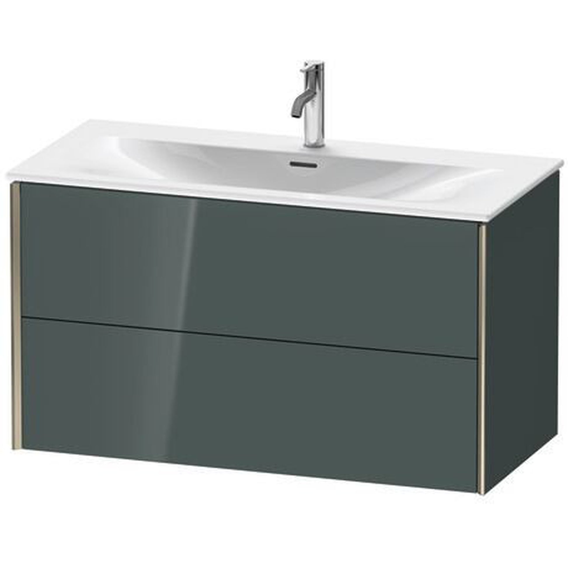 Duravit Xviu 40" x 22" x 19" Two Drawer Wall-Mount Vanity Unit, Dolomiti Grey High Gloss Lacquer (XV41350B138)
