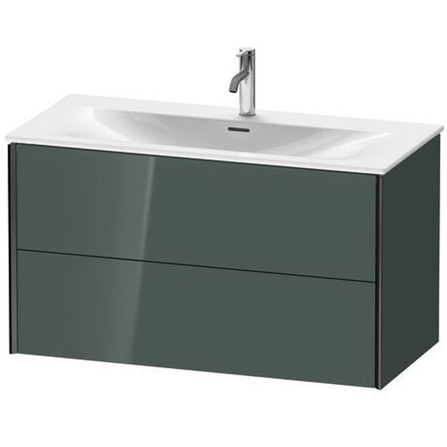 Duravit Xviu 40" x 22" x 19" Two Drawer Wall-Mount Vanity Unit, Dolomiti Grey High Gloss Lacquer (XV41350B238)