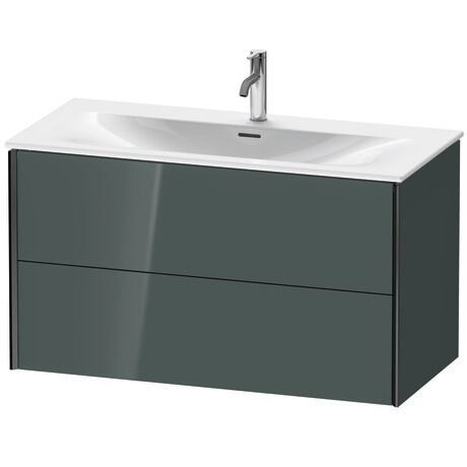 Duravit Xviu 40" x 22" x 19" Two Drawer Wall-Mount Vanity Unit, Dolomiti Grey High Gloss Lacquer (XV41350B238)