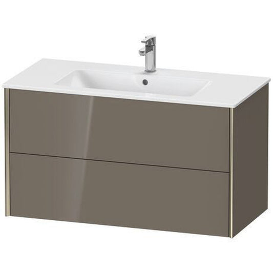 Duravit Xviu 40" x 22" x 19" Two Drawer Wall-Mount Vanity Unit, Flannel Grey High Gloss Lacquer (XV41270B189)