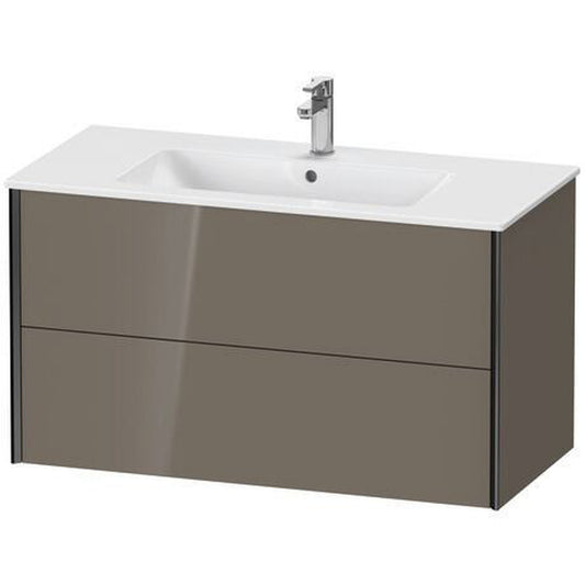 Duravit Xviu 40" x 22" x 19" Two Drawer Wall-Mount Vanity Unit, Flannel Grey High Gloss Lacquer (XV41270B289)
