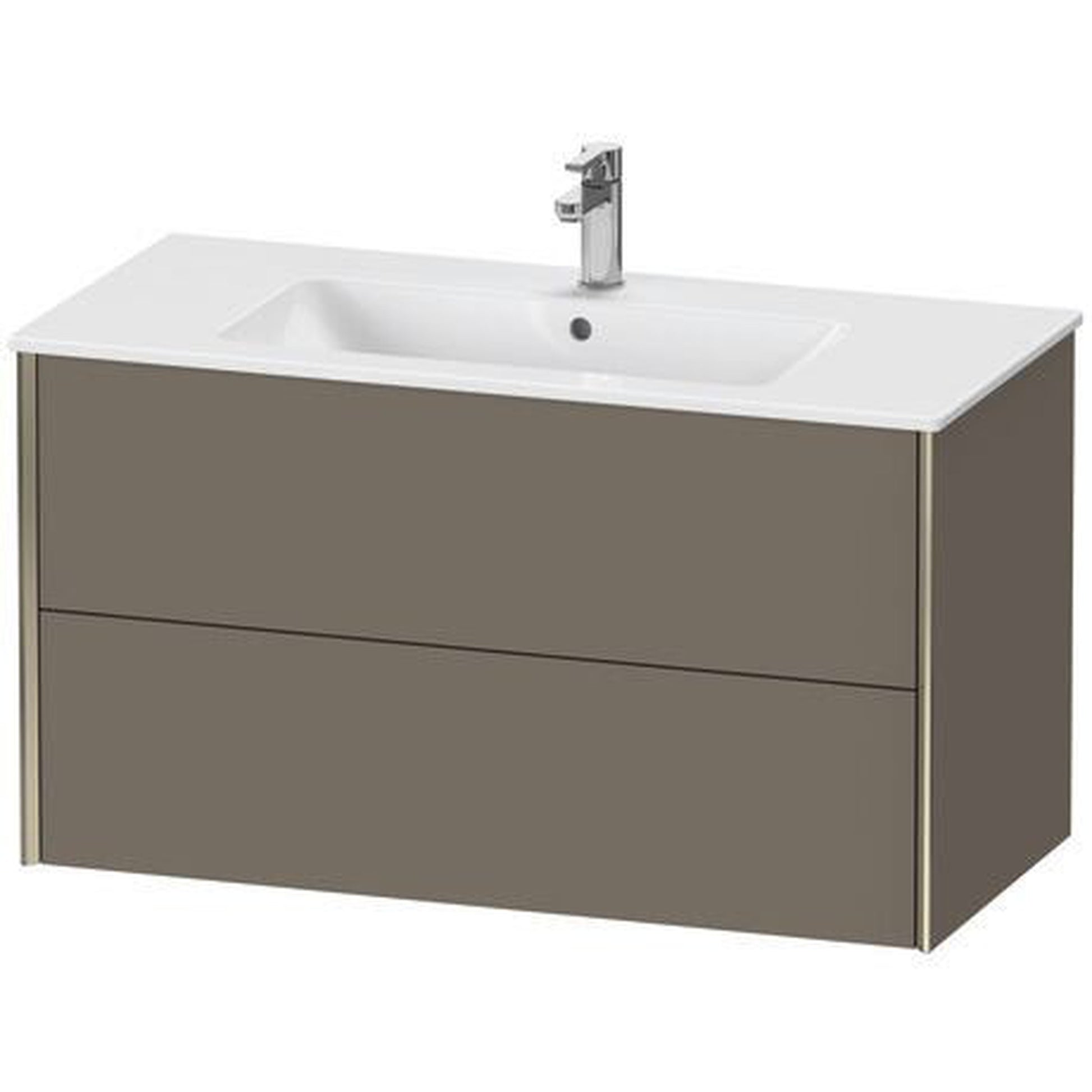 Duravit Xviu 40" x 22" x 19" Two Drawer Wall-Mount Vanity Unit, Flannel Grey Satin Matt Lacquer (XV41270B190)