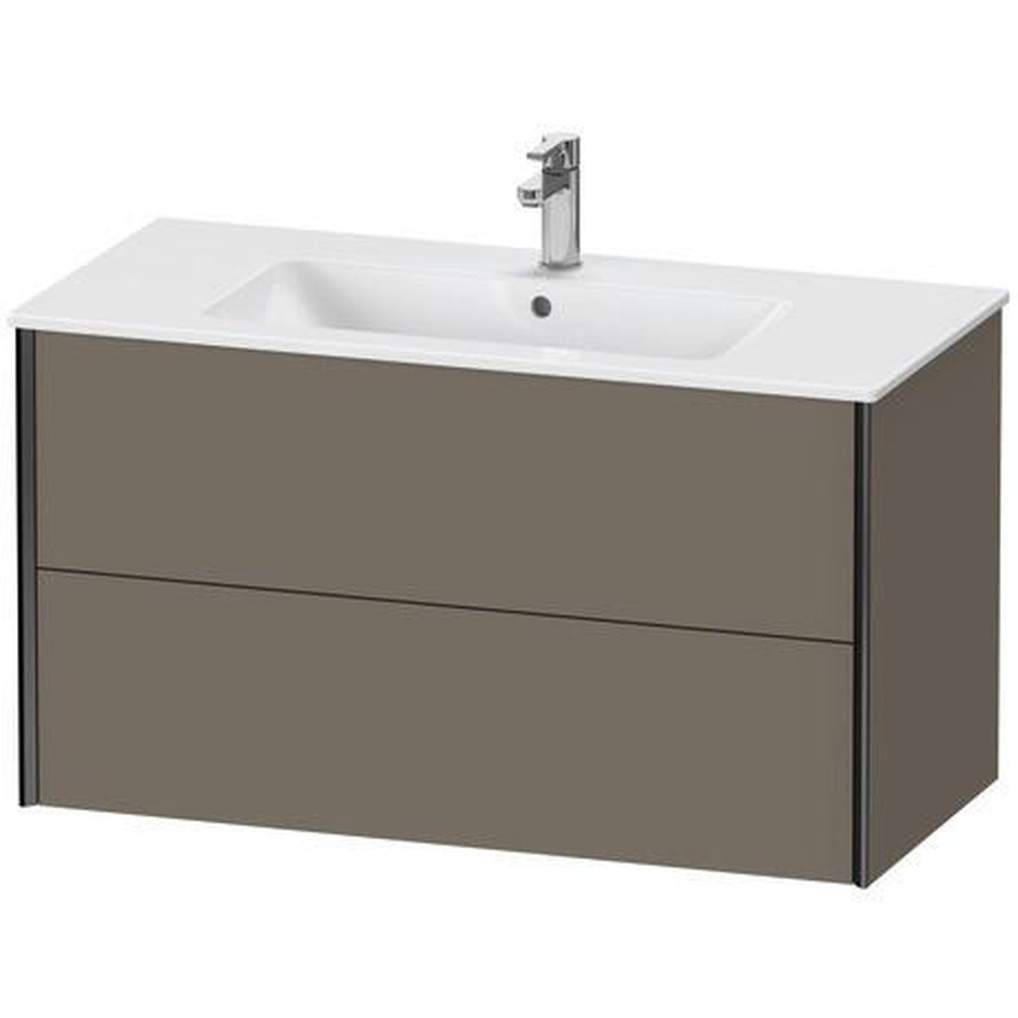 Duravit Xviu 40" x 22" x 19" Two Drawer Wall-Mount Vanity Unit, Flannel Grey Satin Matt Lacquer (XV41270B290)