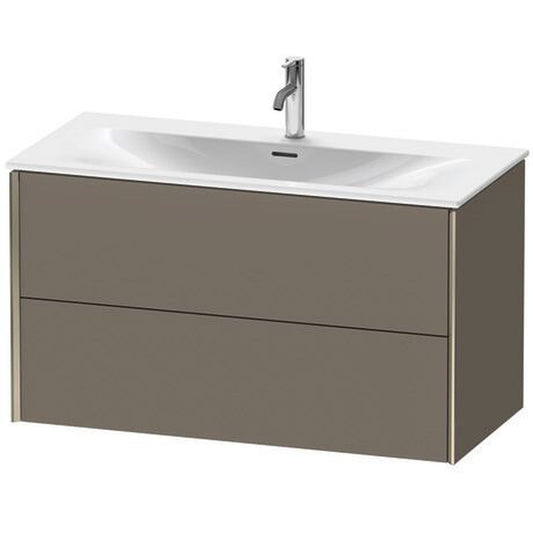Duravit Xviu 40" x 22" x 19" Two Drawer Wall-Mount Vanity Unit, Flannel Grey Satin Matt Lacquer (XV41350B190)