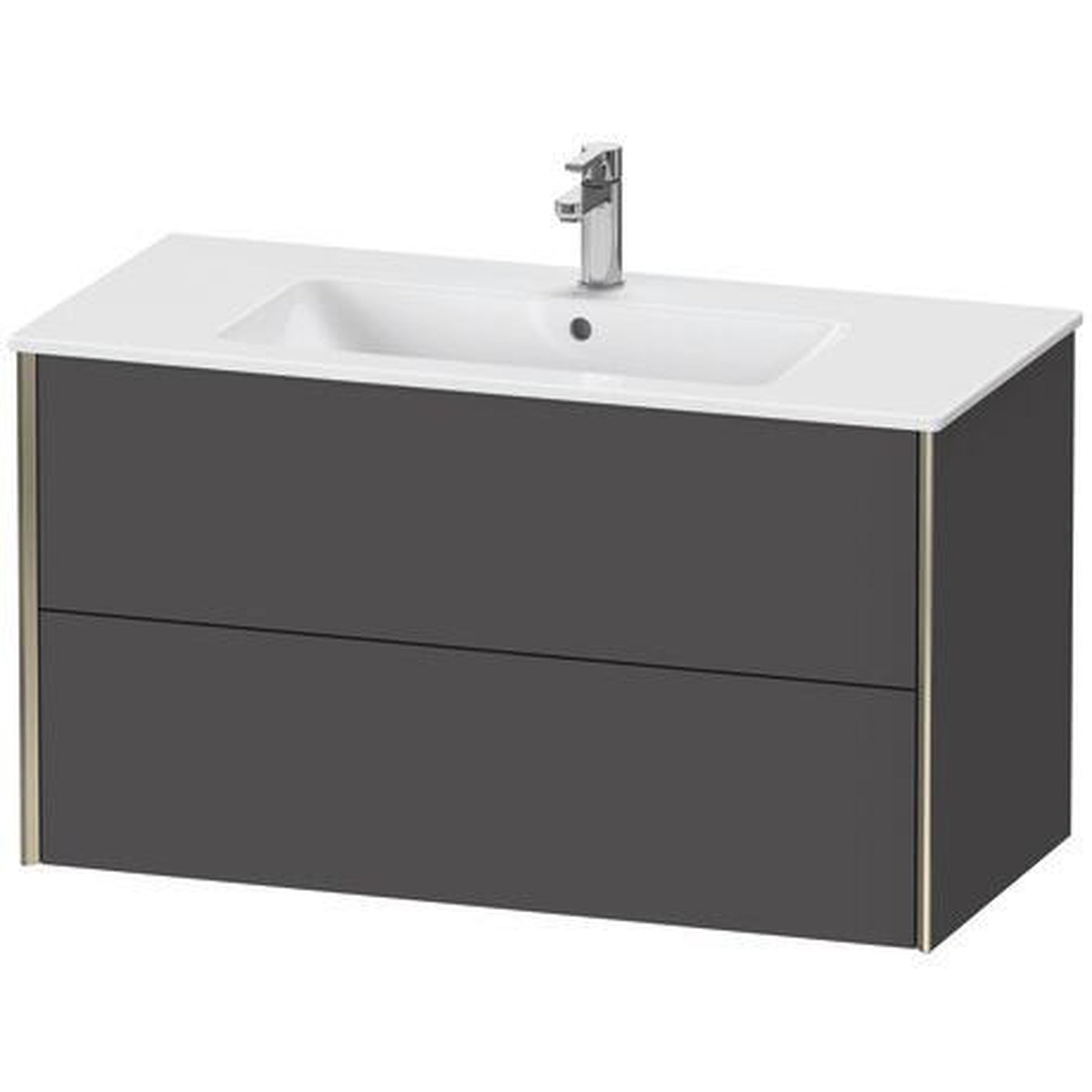 Duravit Xviu 40" x 22" x 19" Two Drawer Wall-Mount Vanity Unit, Graphite Matt (XV41270B149)