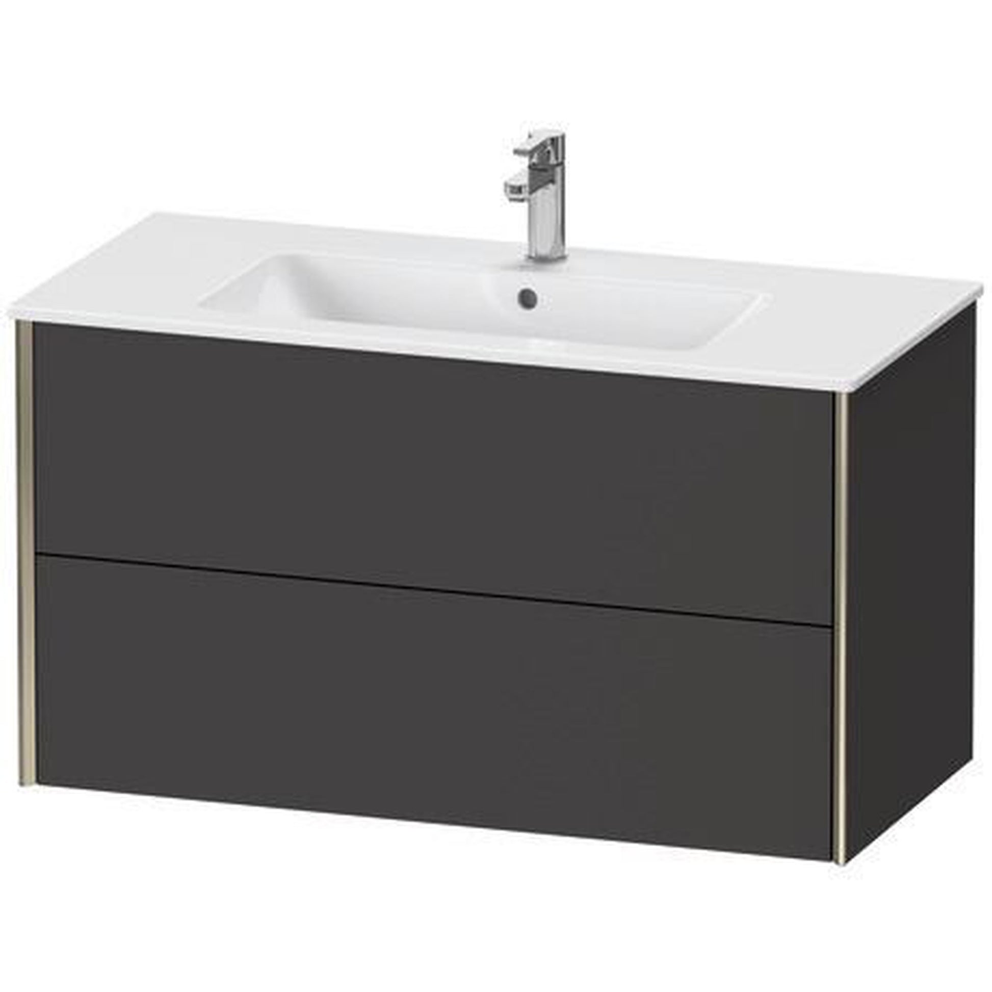 Duravit Xviu 40" x 22" x 19" Two Drawer Wall-Mount Vanity Unit, Graphite Super Matt (XV41270B180)