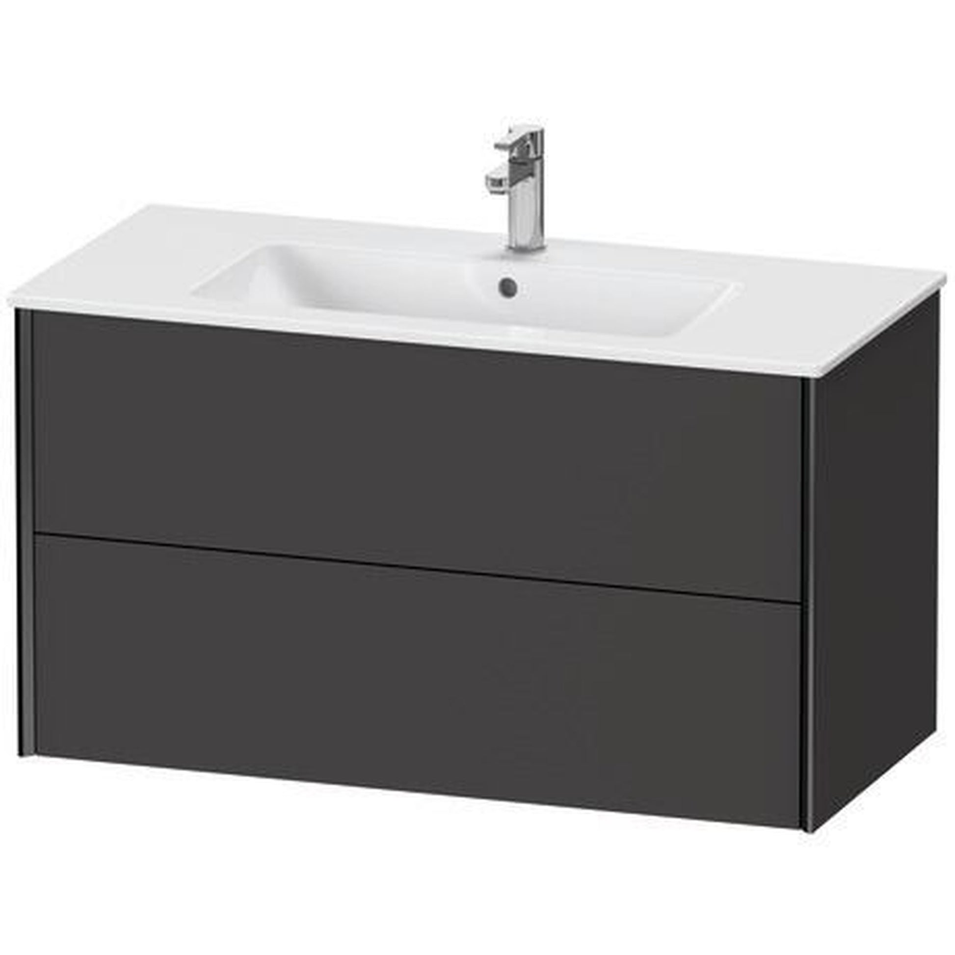 Duravit Xviu 40" x 22" x 19" Two Drawer Wall-Mount Vanity Unit, Graphite Super Matt (XV41270B280)