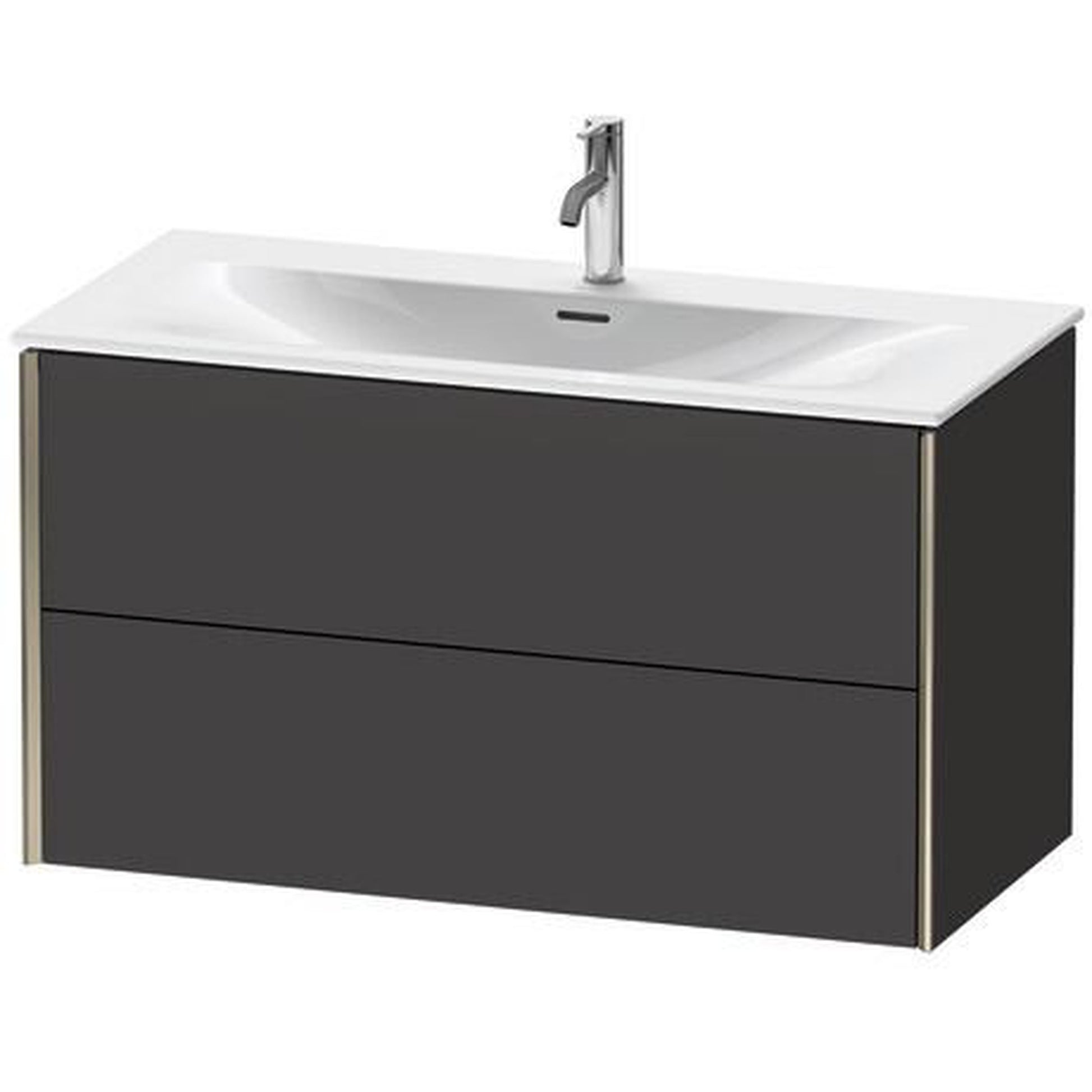 Duravit Xviu 40" x 22" x 19" Two Drawer Wall-Mount Vanity Unit, Graphite Super Matt (XV41350B180)
