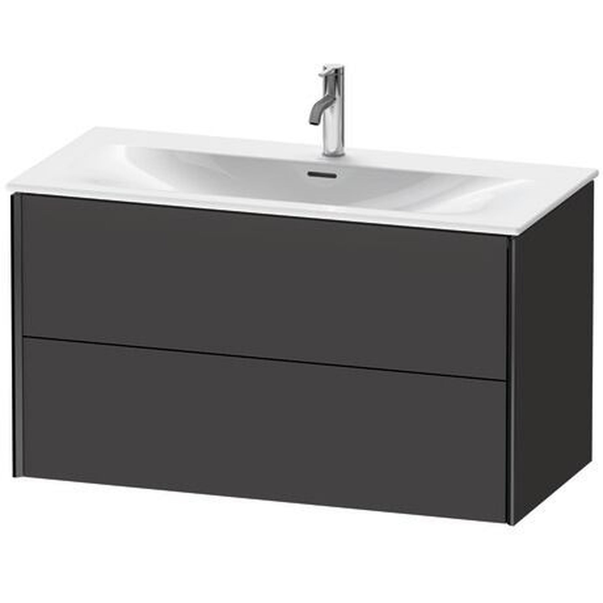 Duravit Xviu 40" x 22" x 19" Two Drawer Wall-Mount Vanity Unit, Graphite Super Matt (XV41350B280)