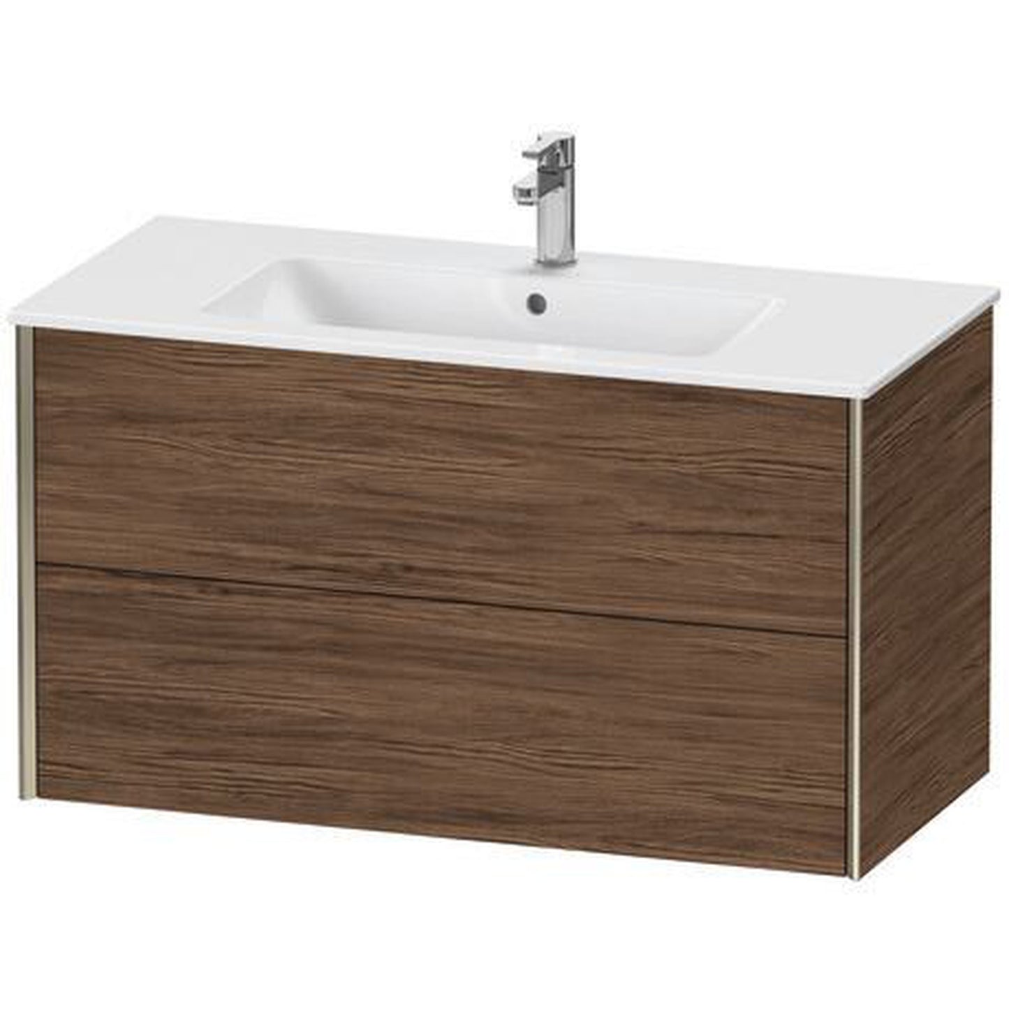 Duravit Xviu 40" x 22" x 19" Two Drawer Wall-Mount Vanity Unit, Walnut Dark (XV41270B121)