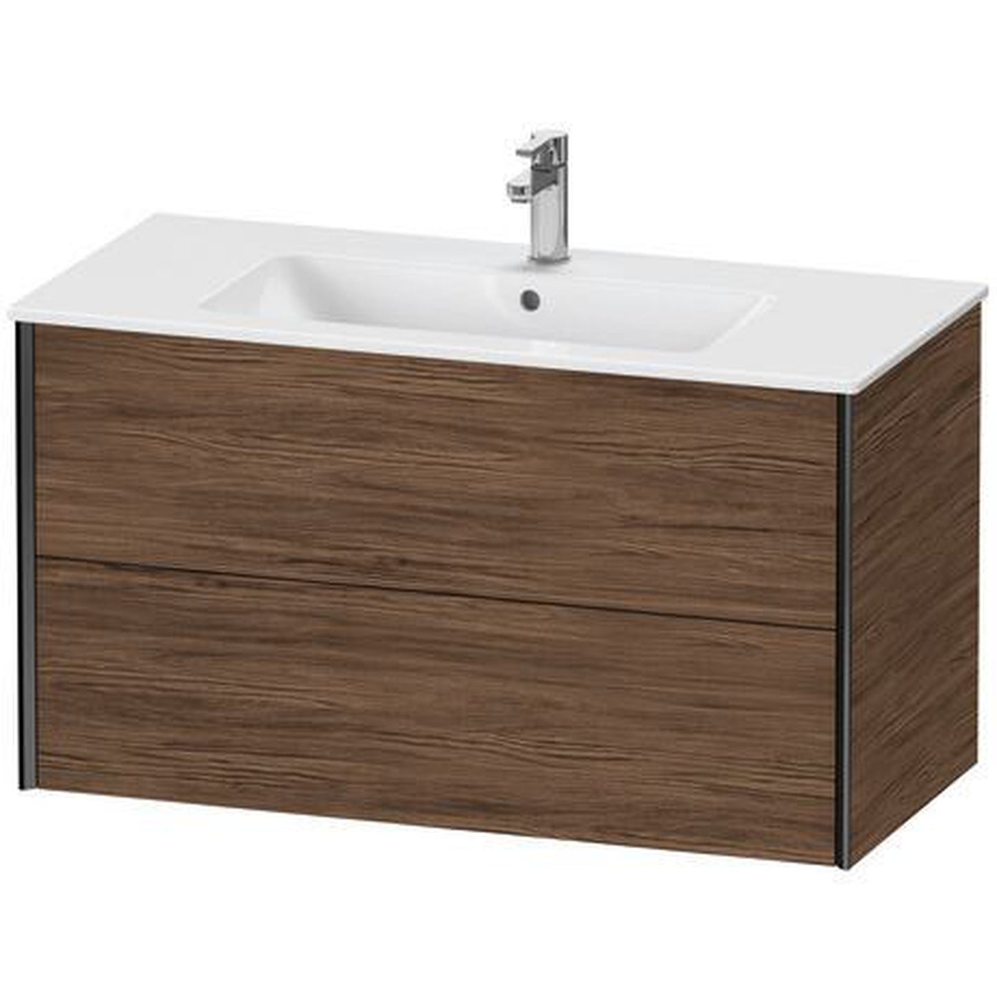 Duravit Xviu 40" x 22" x 19" Two Drawer Wall-Mount Vanity Unit, Walnut Dark (XV41270B221)