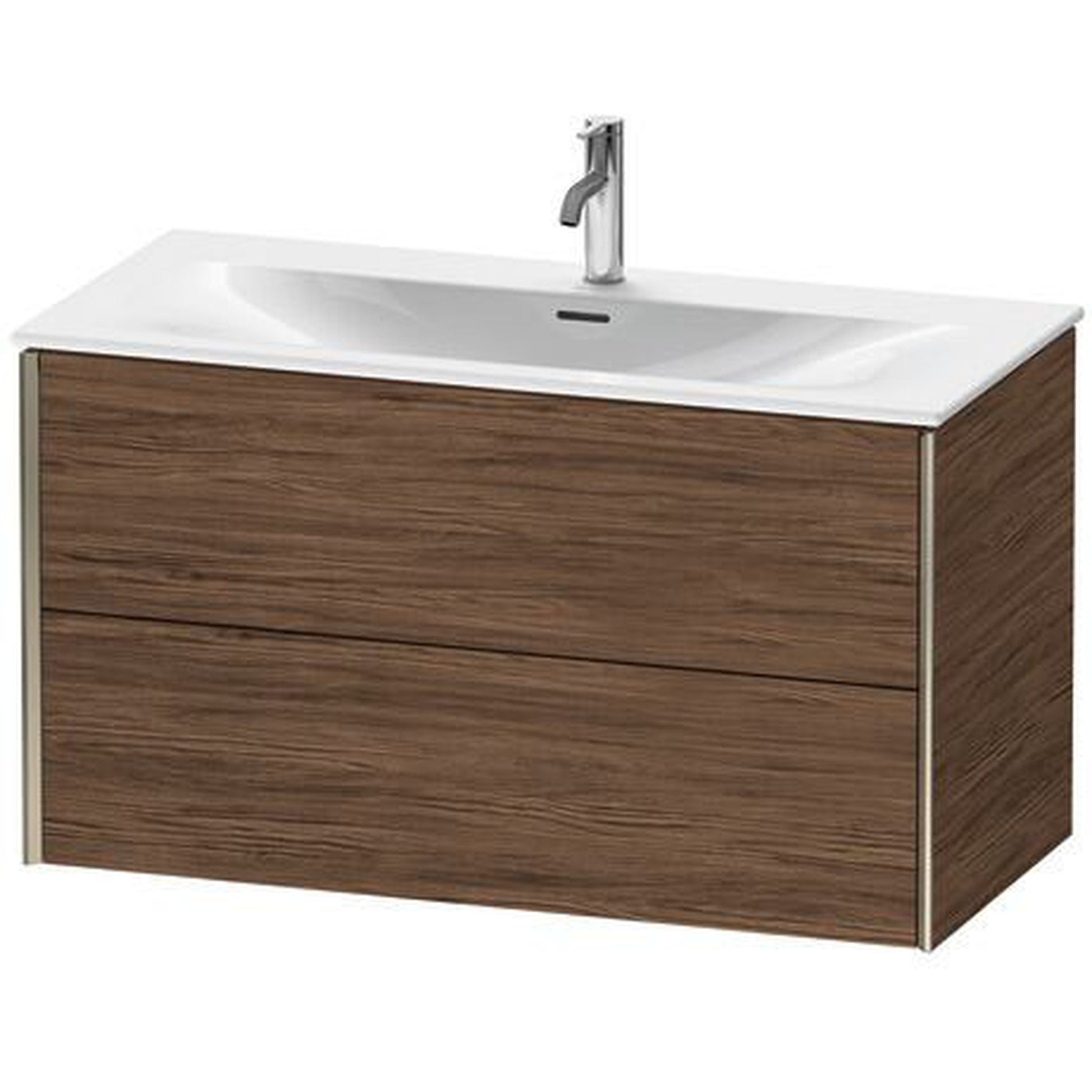 Duravit Xviu 40" x 22" x 19" Two Drawer Wall-Mount Vanity Unit, Walnut Dark (XV41350B121)