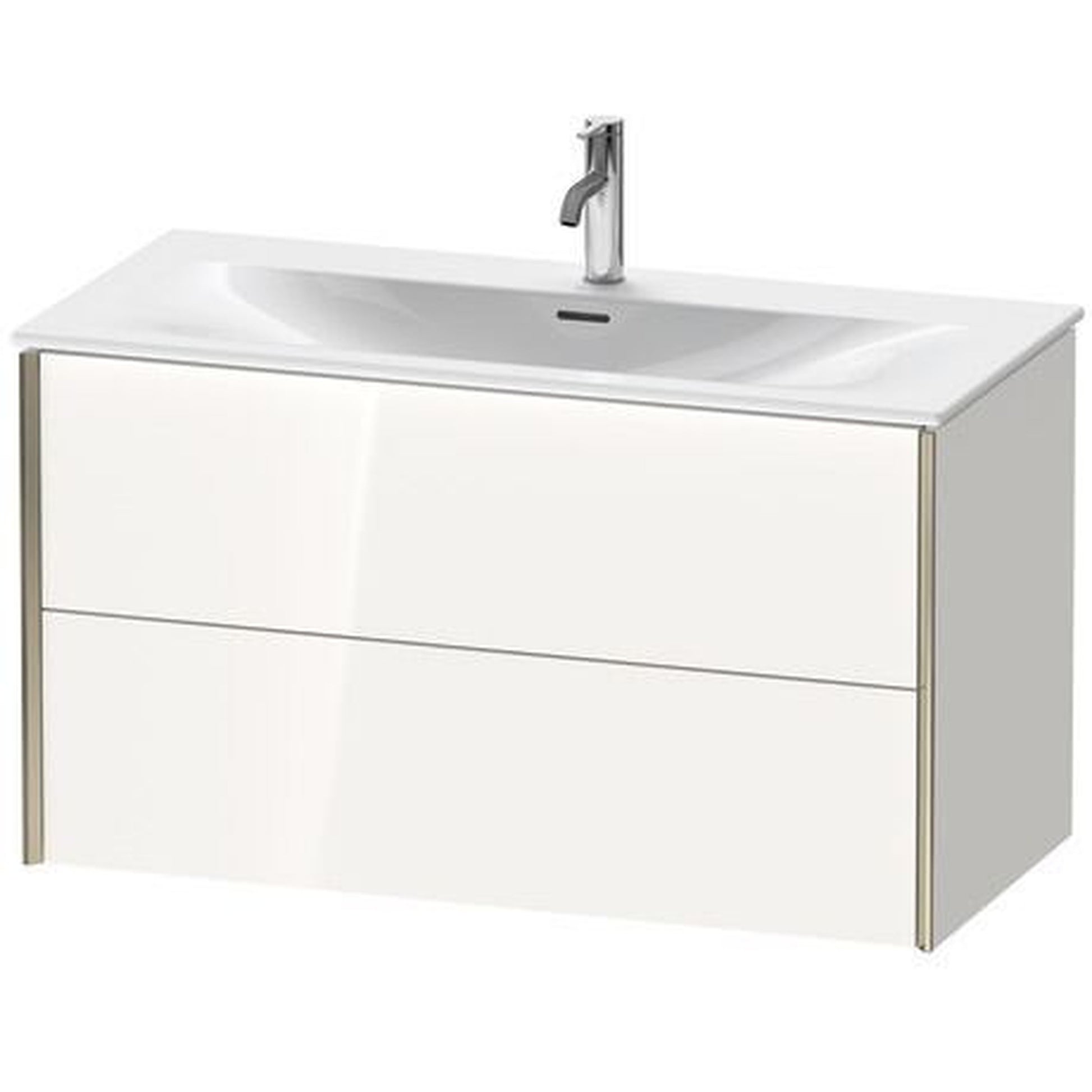 Duravit Xviu 40" x 22" x 19" Two Drawer Wall-Mount Vanity Unit, White High Gloss Lacquer (XV41350B185)
