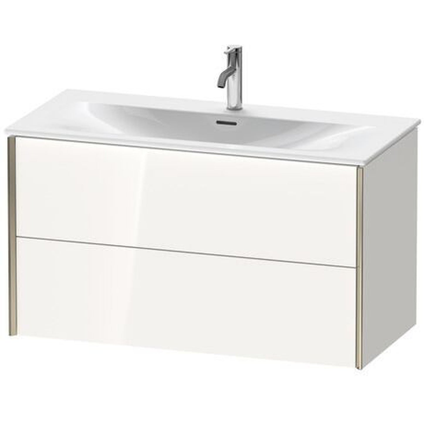 Duravit Xviu 40" x 22" x 19" Two Drawer Wall-Mount Vanity Unit, White High Gloss (XV41350B122)