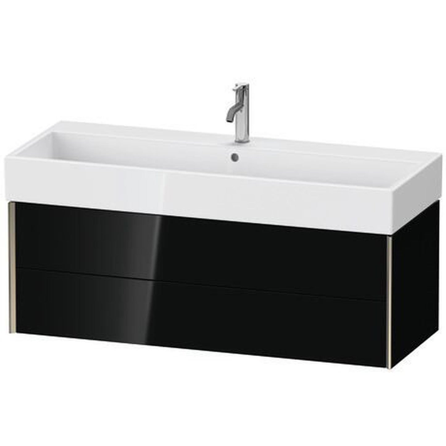 Duravit Xviu 47" x 16" x 18" Two Drawer Wall-Mount Vanity Unit, Black High Gloss Lacquer (XV43380B140)