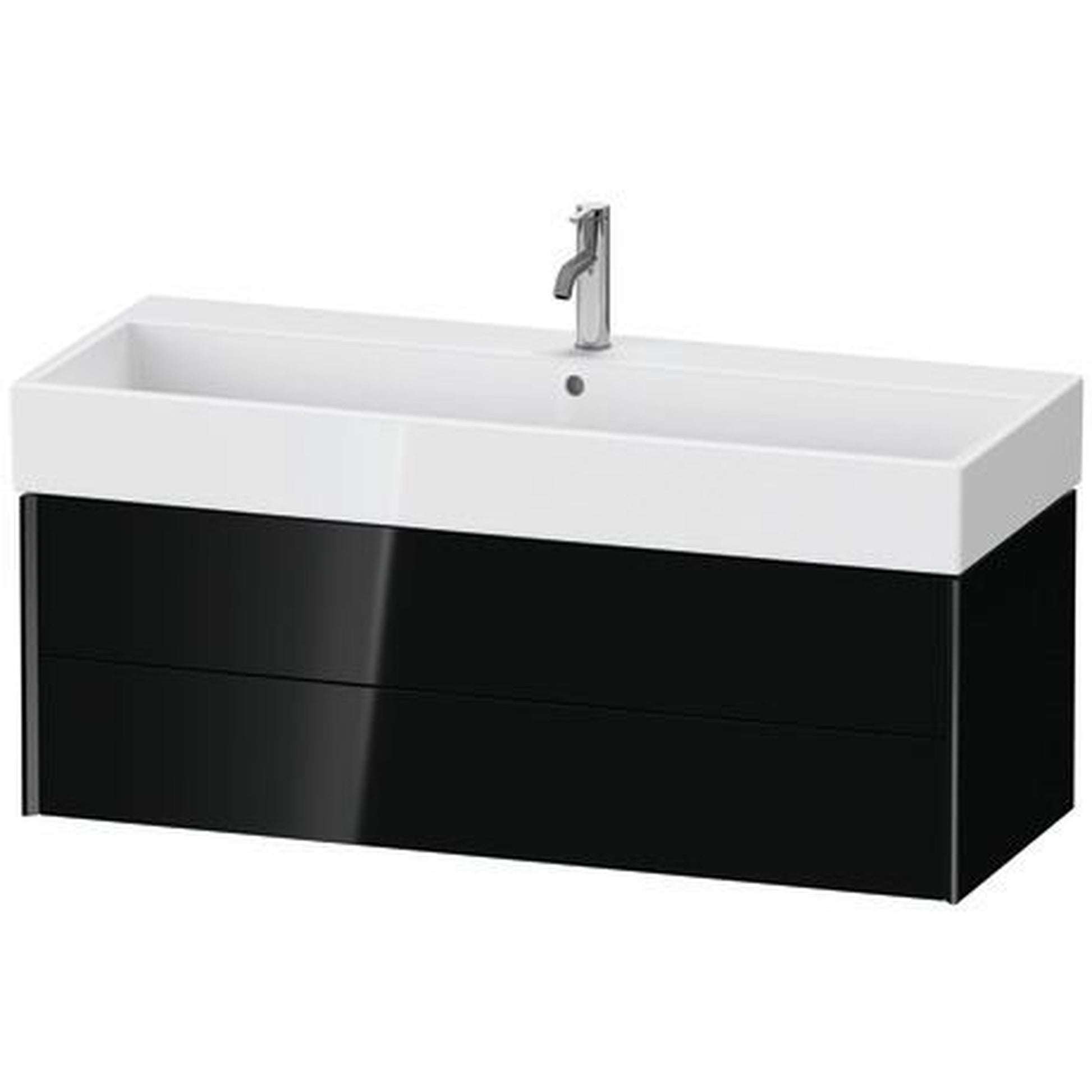 Duravit Xviu 47" x 16" x 18" Two Drawer Wall-Mount Vanity Unit, Black High Gloss Lacquer (XV43380B240)